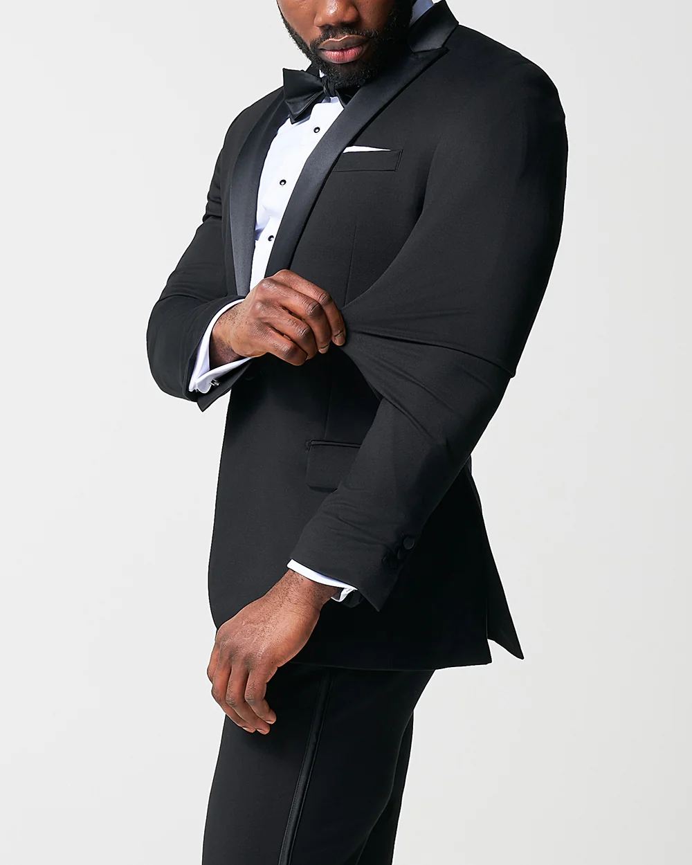 Athletic Fit Stretch Tuxedo - Black with Peak Lapel - Image 3