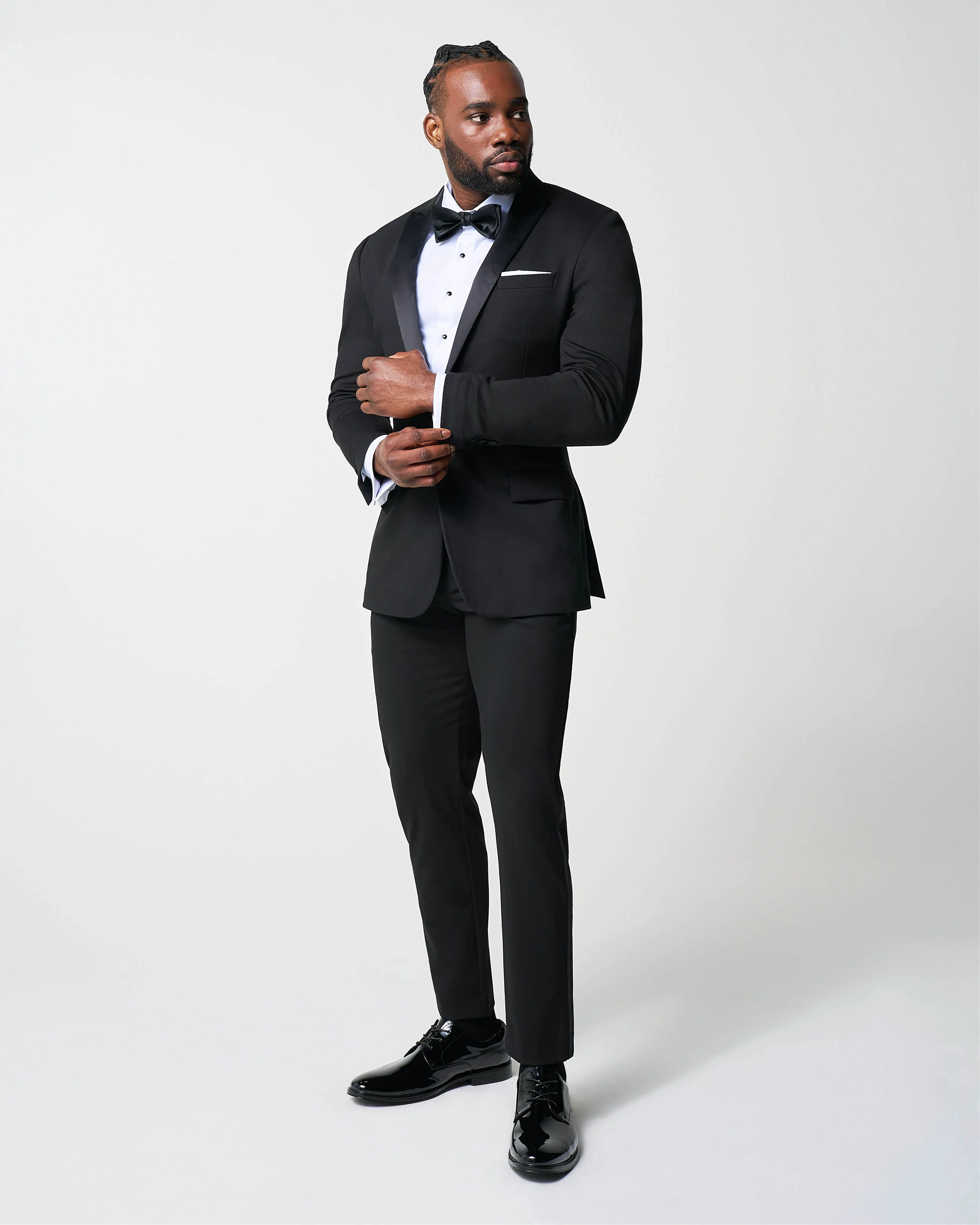 Athletic Fit Stretch Tuxedo - Black with Peak Lapel - Image 7