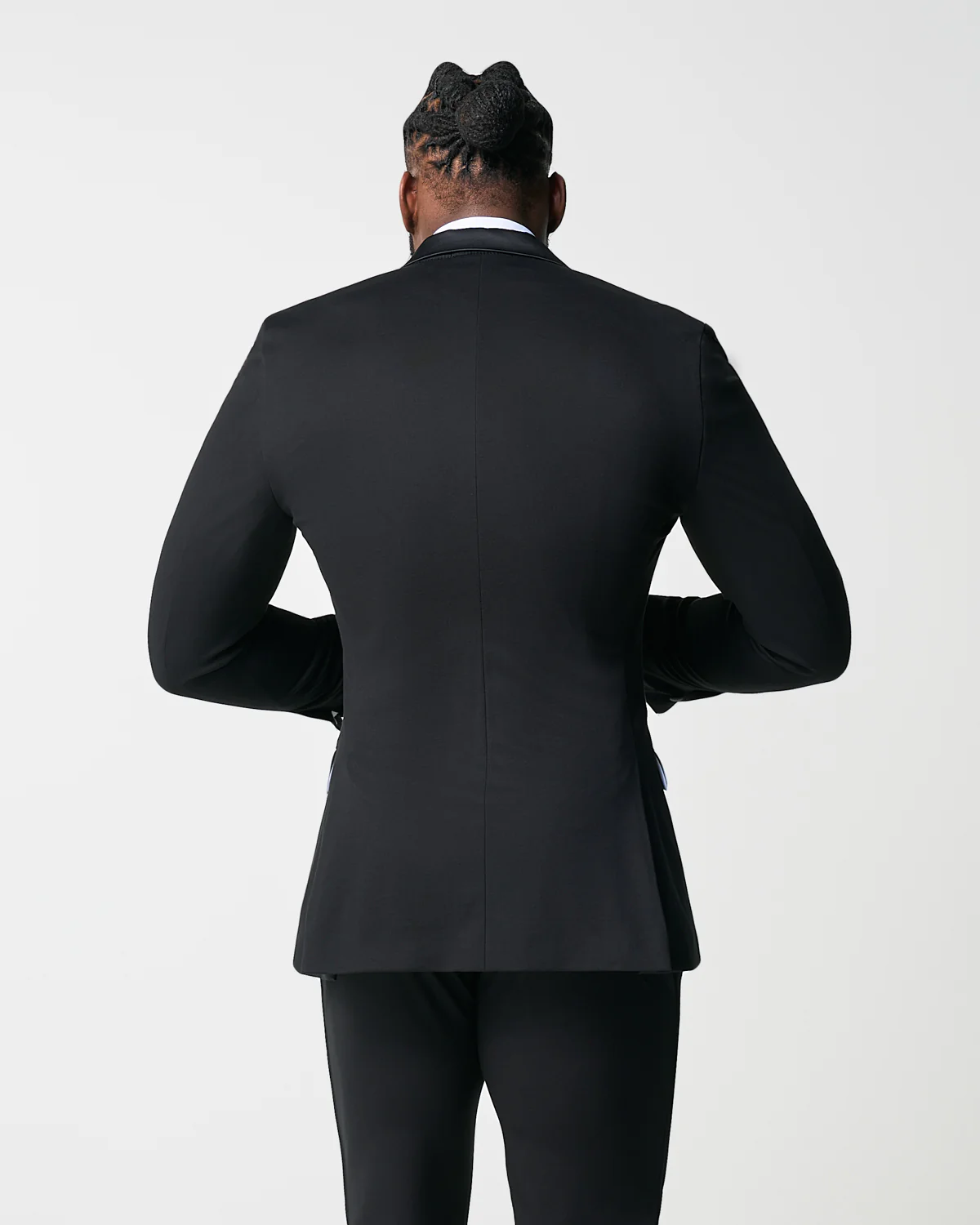 Athletic Fit Stretch Tuxedo Jacket - Black with Peak Lapel - Image 4