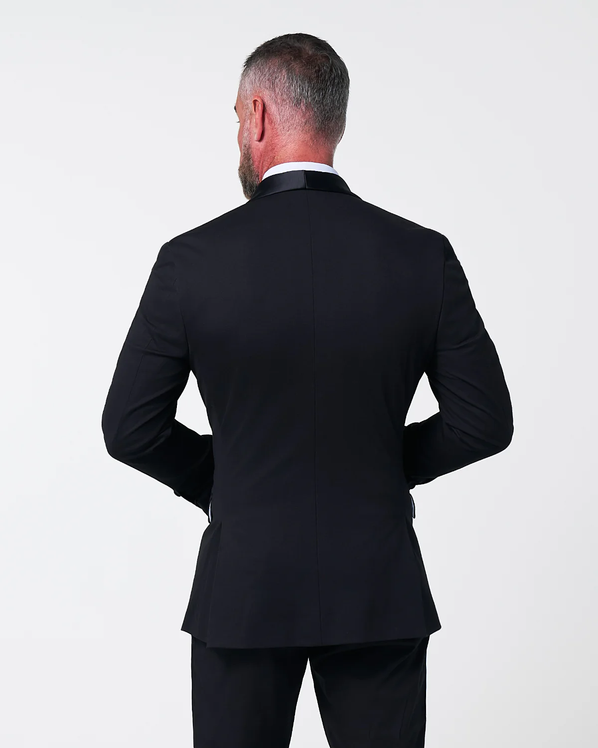 Athletic Fit Stretch Tuxedo Jacket - Black with Shawl Lapel - Image 5