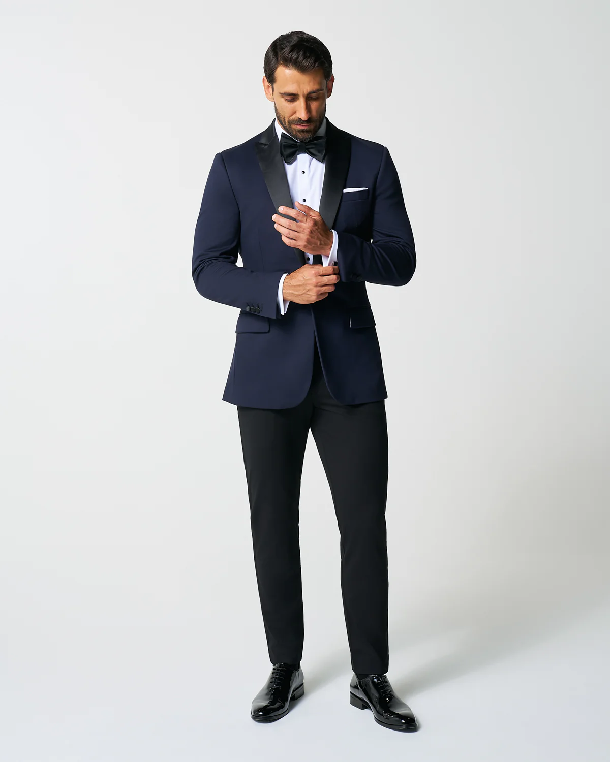 Athletic Fit Stretch Tuxedo Jacket - Navy with Peak Lapel - Image 5