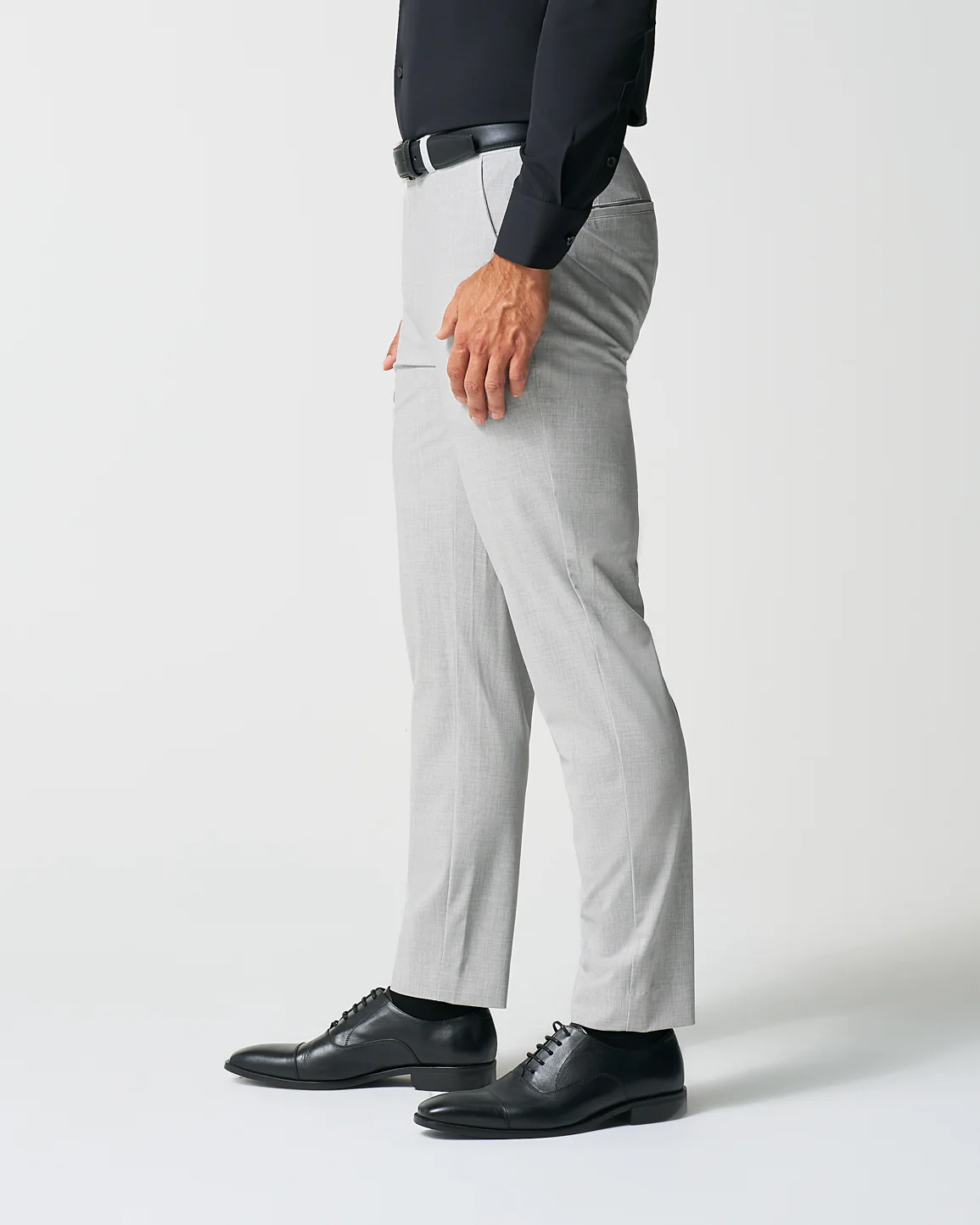 Athletic Fit Suit Pants - Lightweight Heathered Light Grey - Image 3
