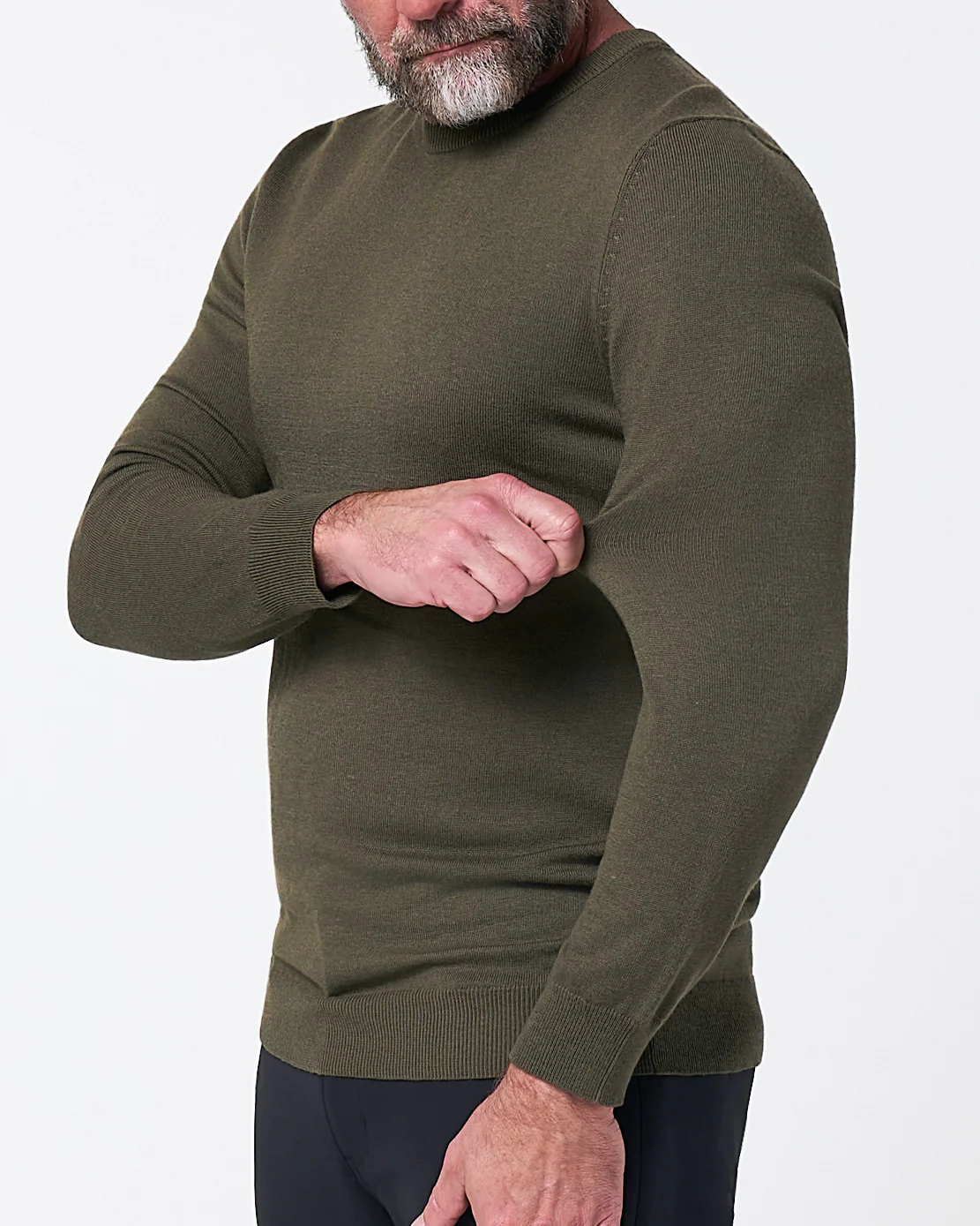Mid-Weight Wool Crewneck - Olive - Image 2