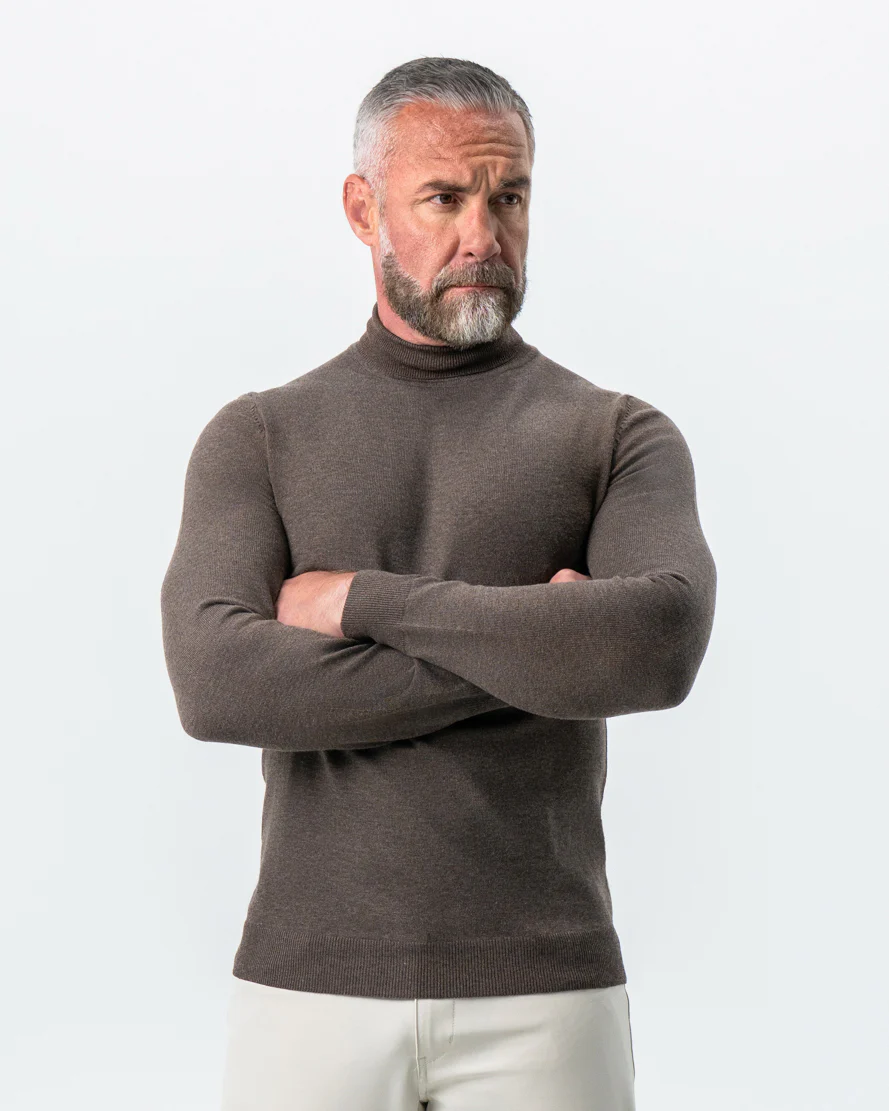 Mid-Weight Wool Turtleneck - Brown - Image 3