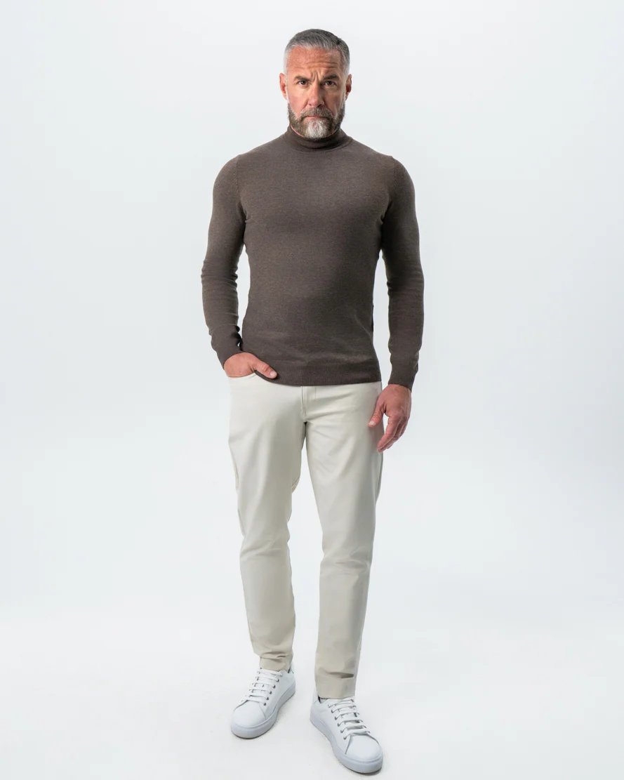 Mid-Weight Wool Turtleneck - Brown - Image 5