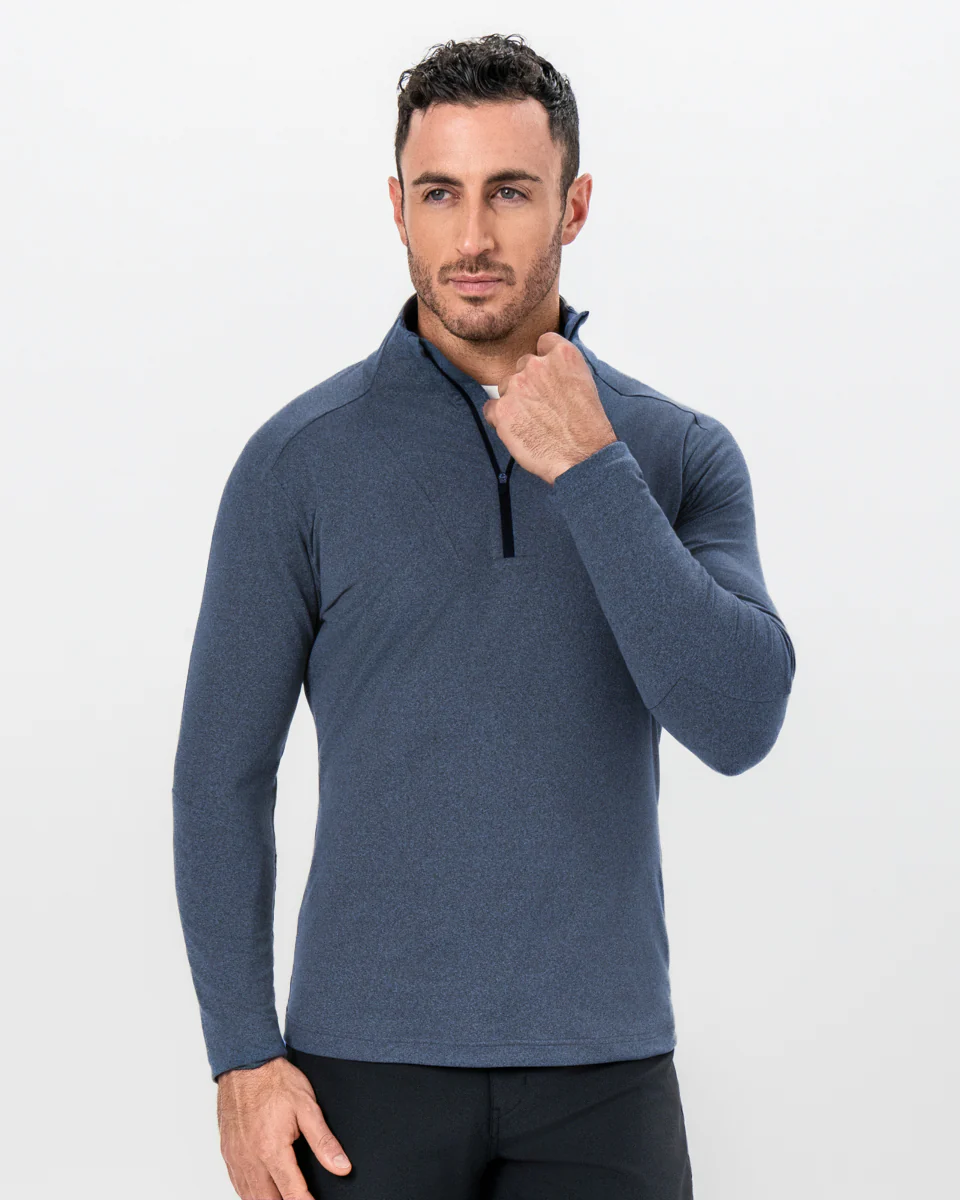 Brushed Quarter Zip - Heathered Navy - Image 5