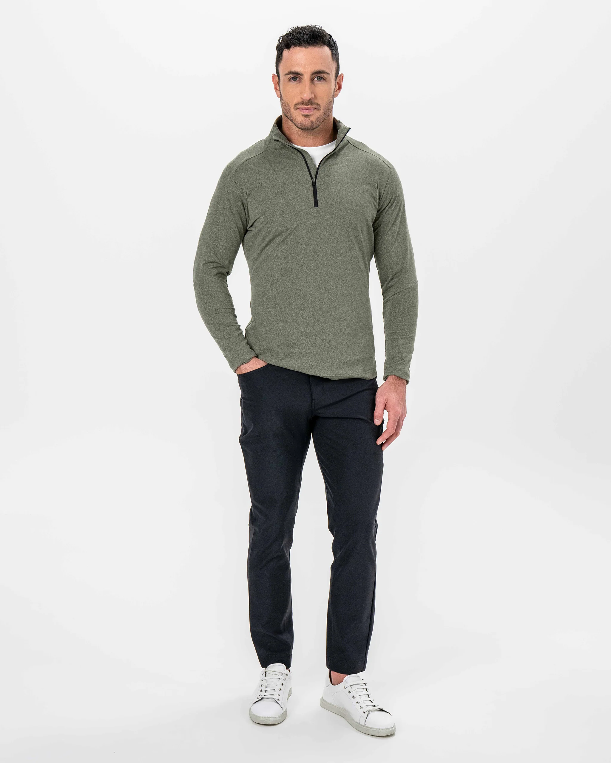 Brushed Quarter Zip - Heathered Olive - Image 4