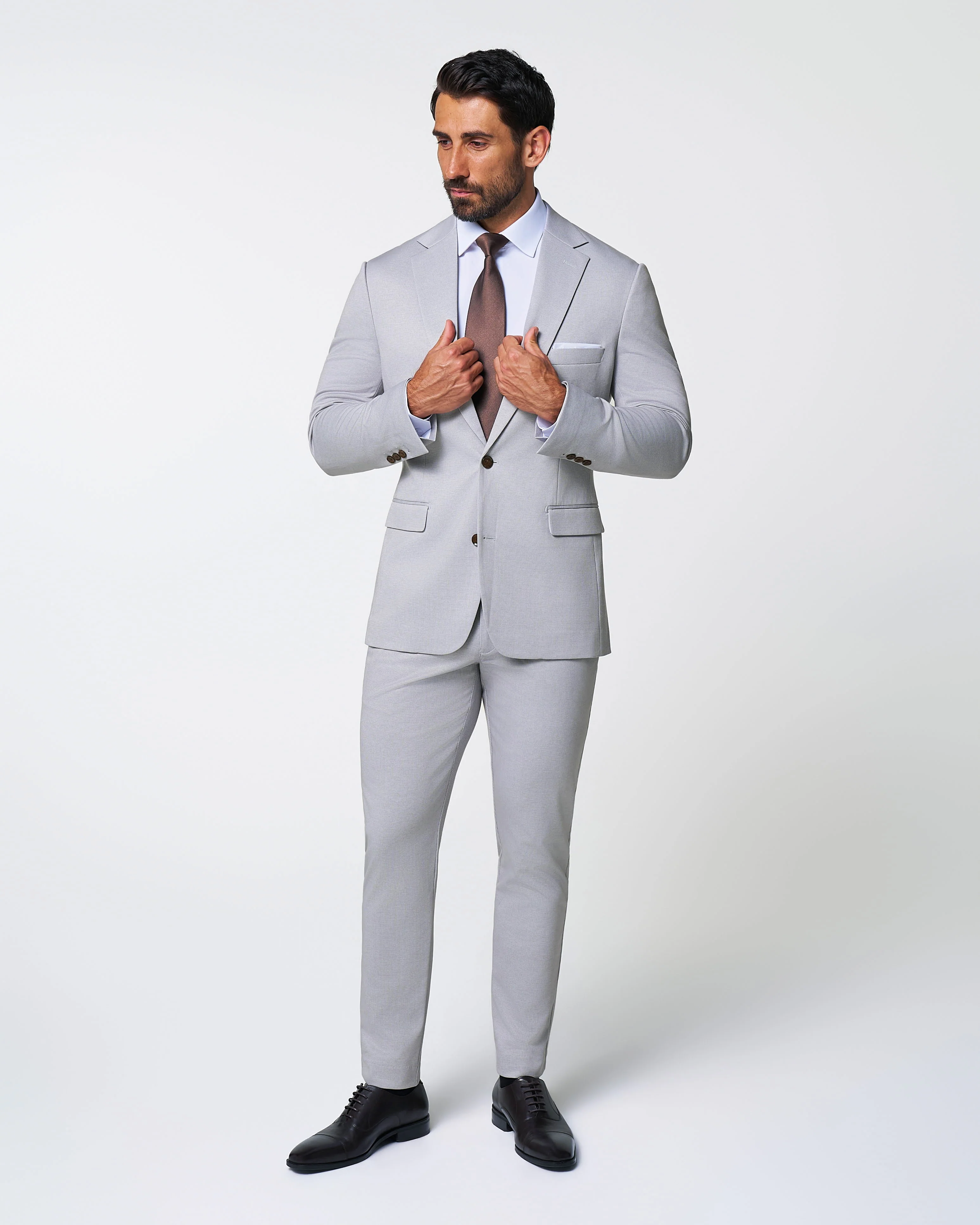 Brushed Tech Suit Pant - Light Grey Microcheck - Image 2
