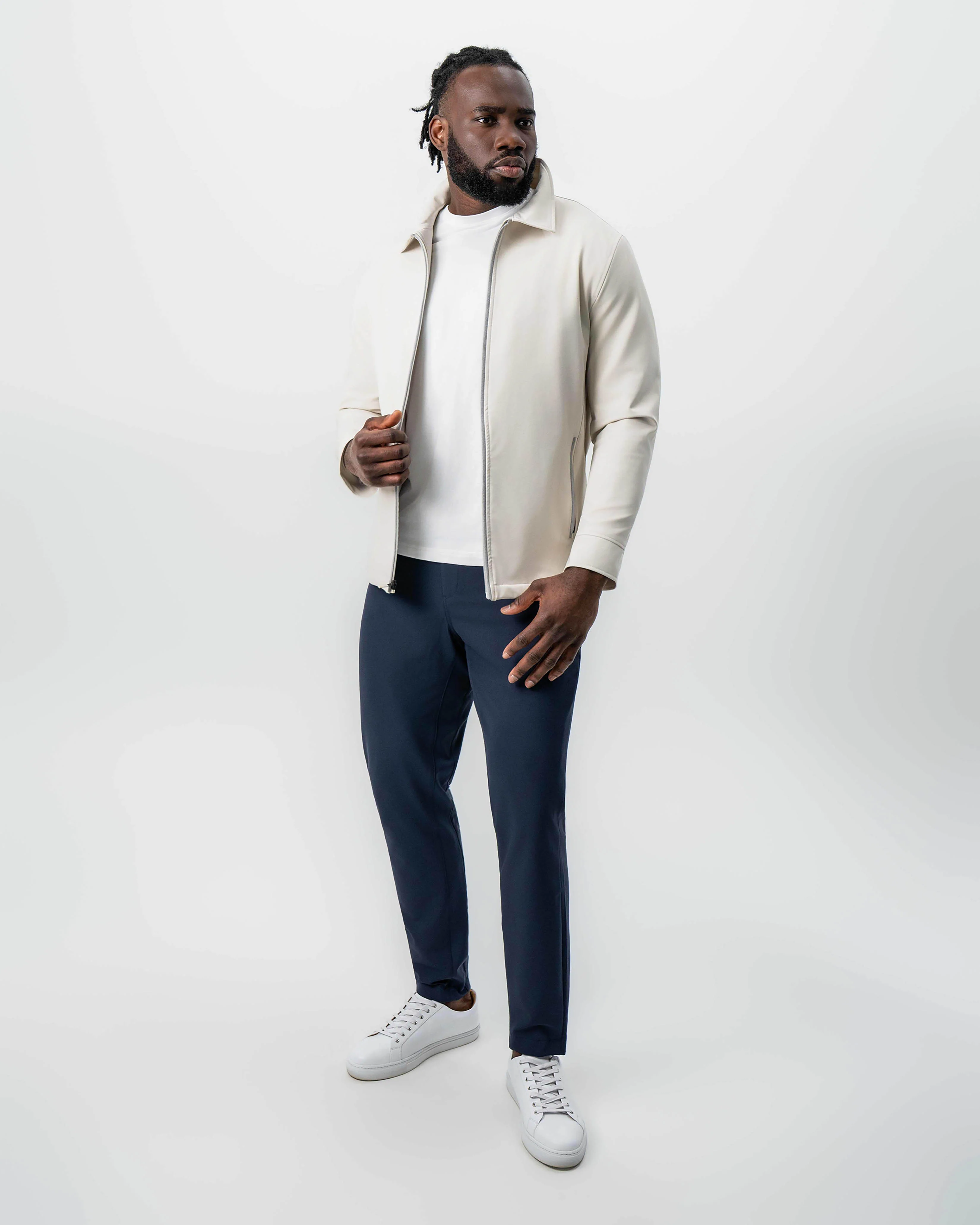 Collared Zip Jacket - Light Khaki - Image 6