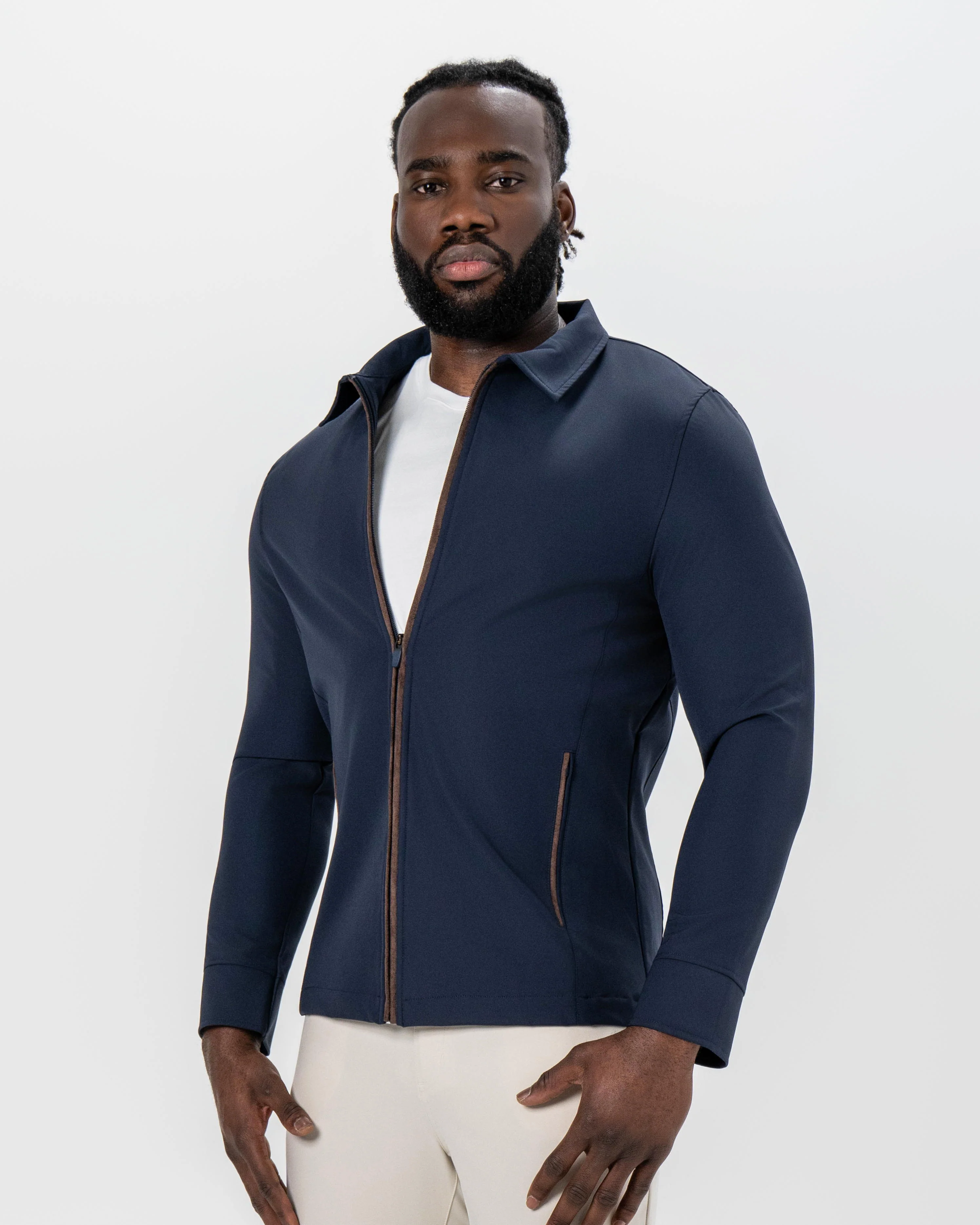 Collared Zip Jacket - Navy