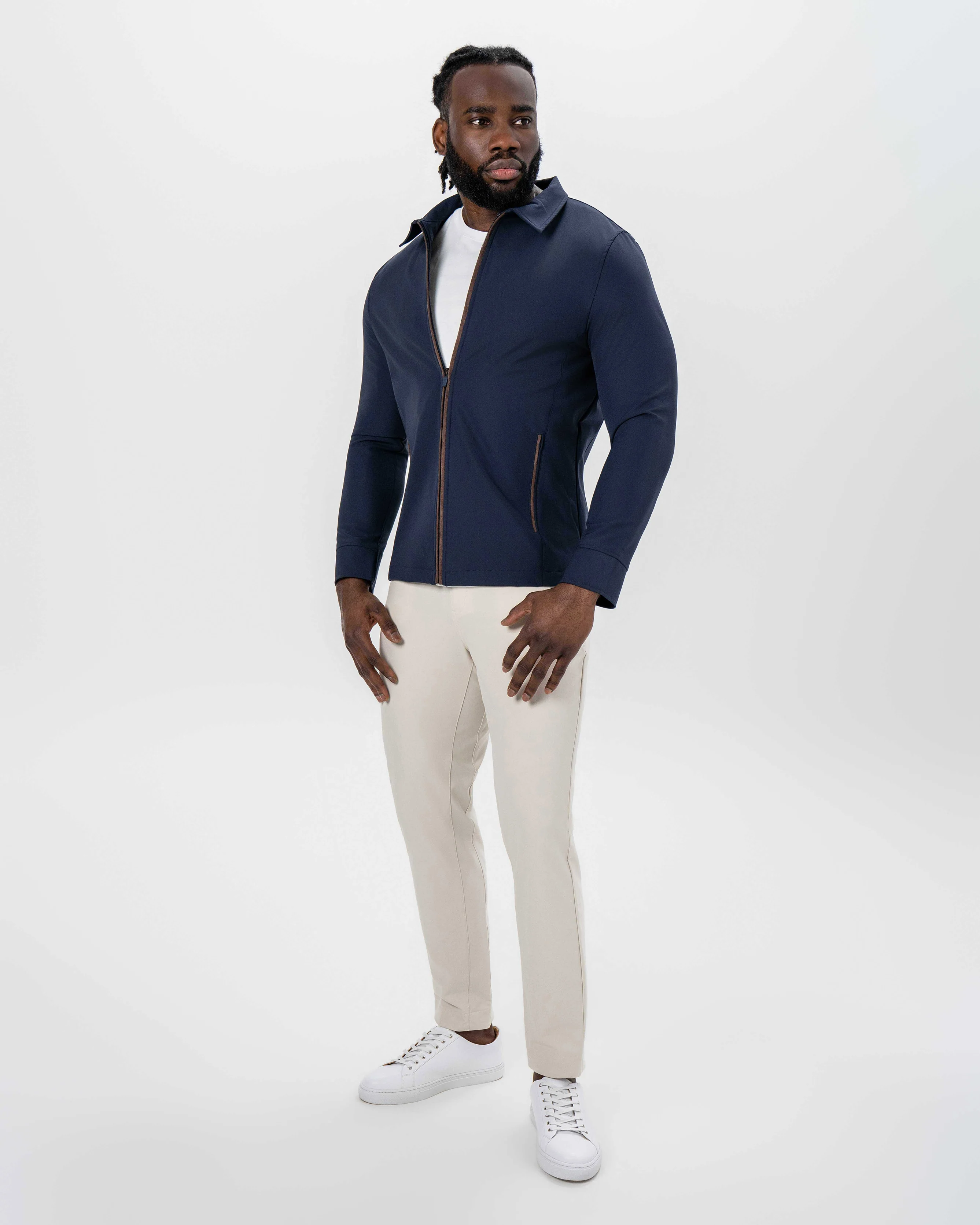 Collared Zip Jacket - Navy - Image 3