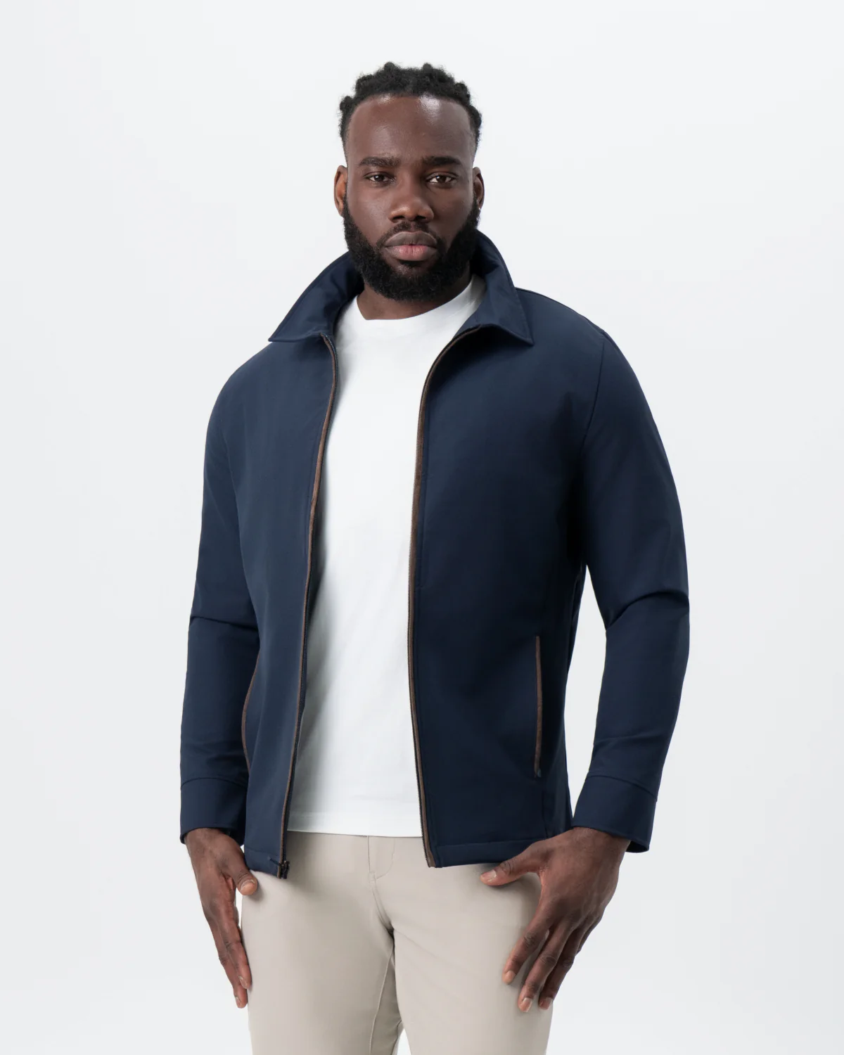 Collared Zip Jacket - Navy - Image 4