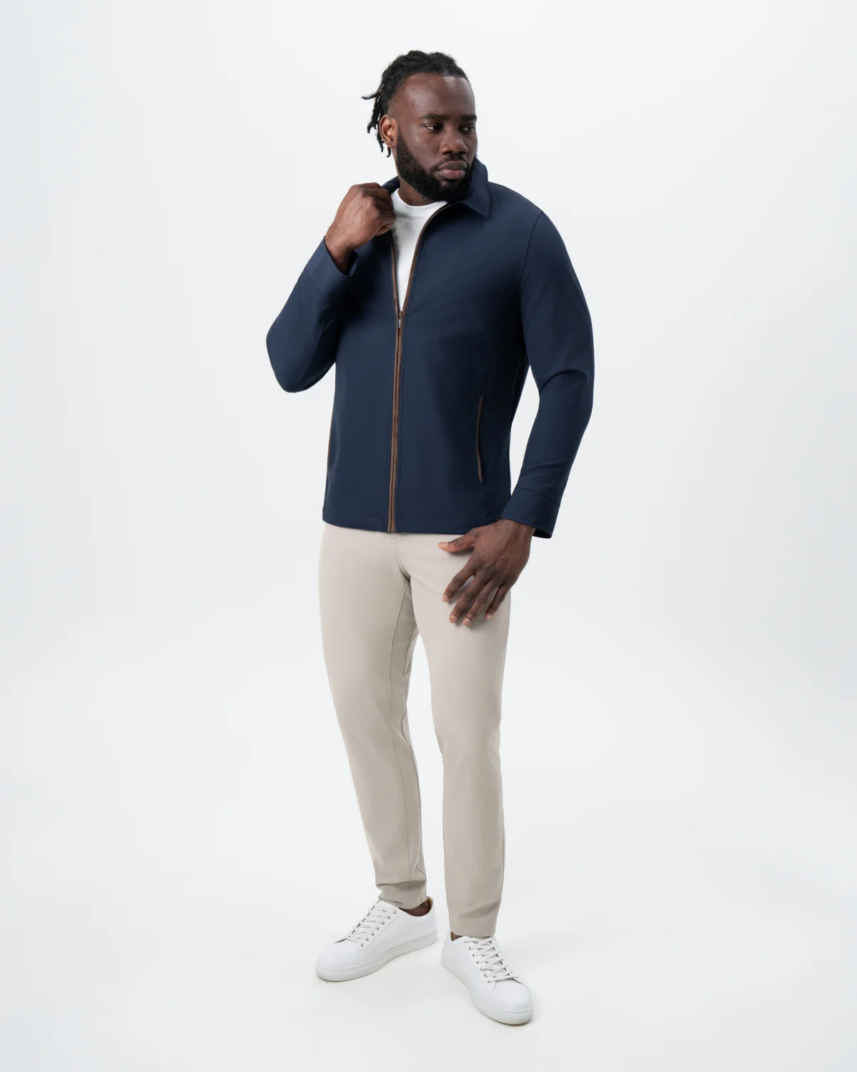 Collared Zip Jacket - Navy - Image 5