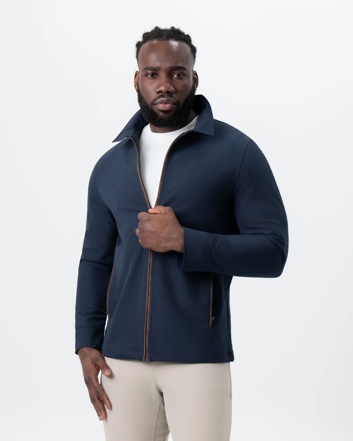 Collared Zip Jacket - Navy - Image 6