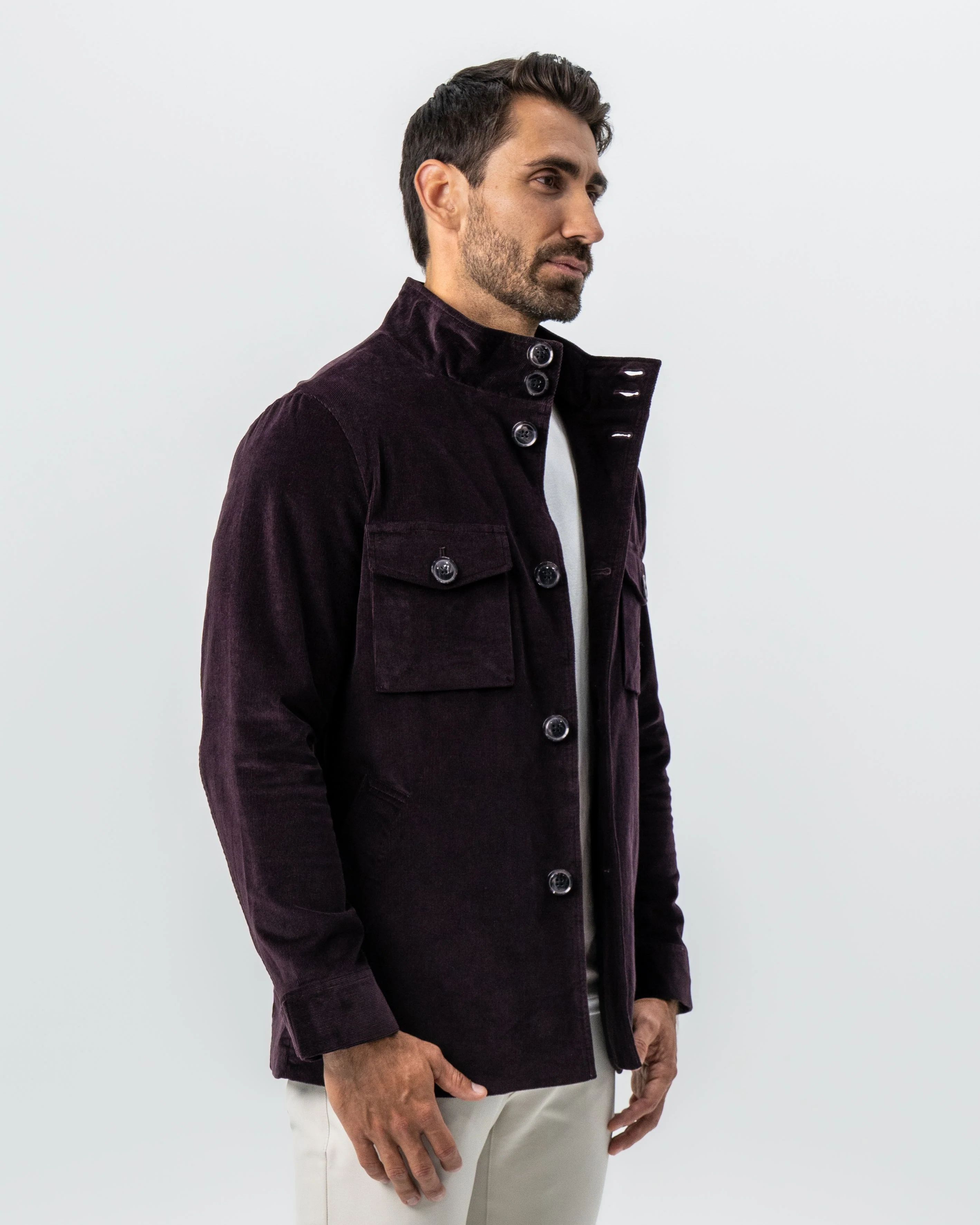 Corduroy Field Jacket - Dark Burgundy - Image 5