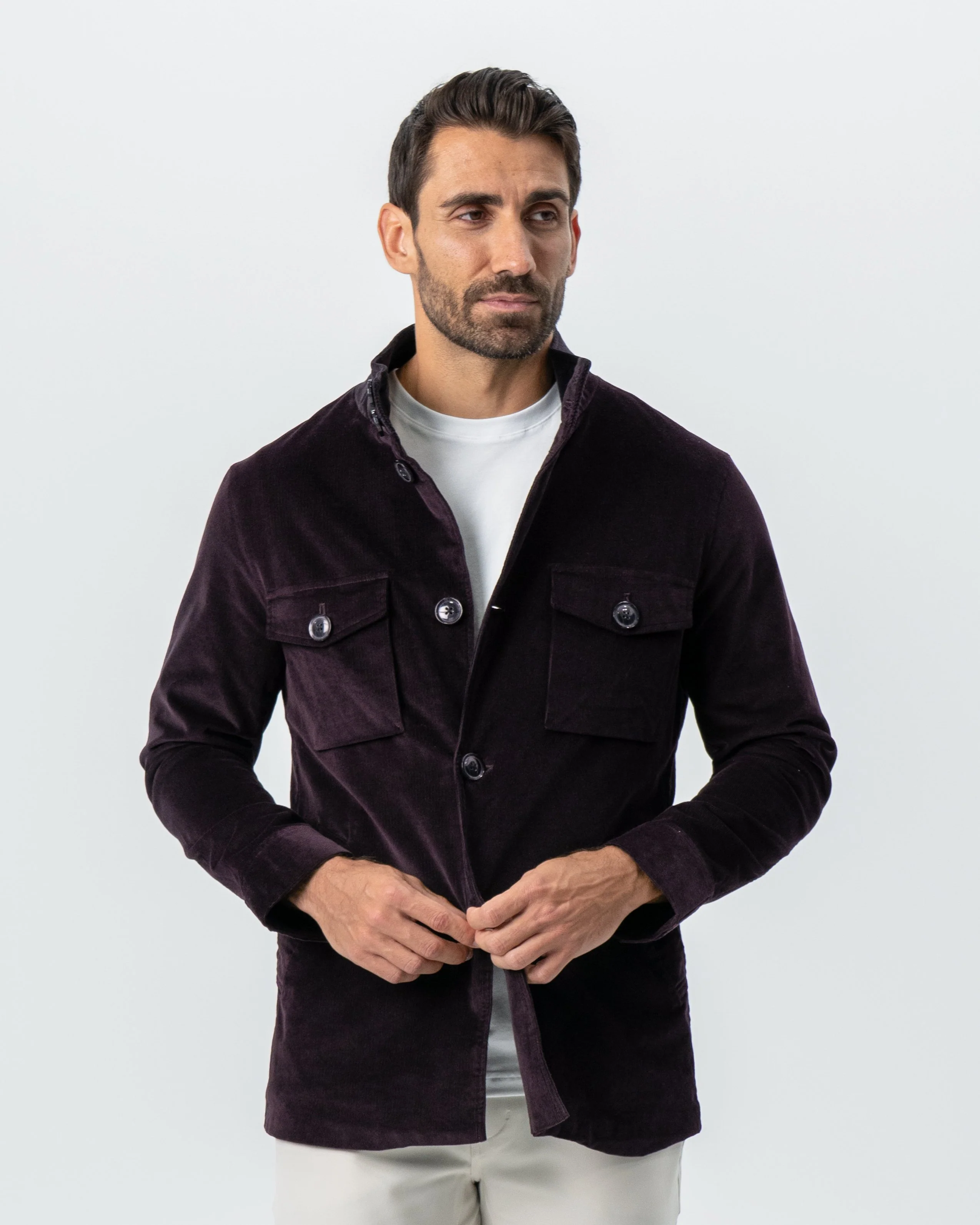 Corduroy Field Jacket - Dark Burgundy - Image 6