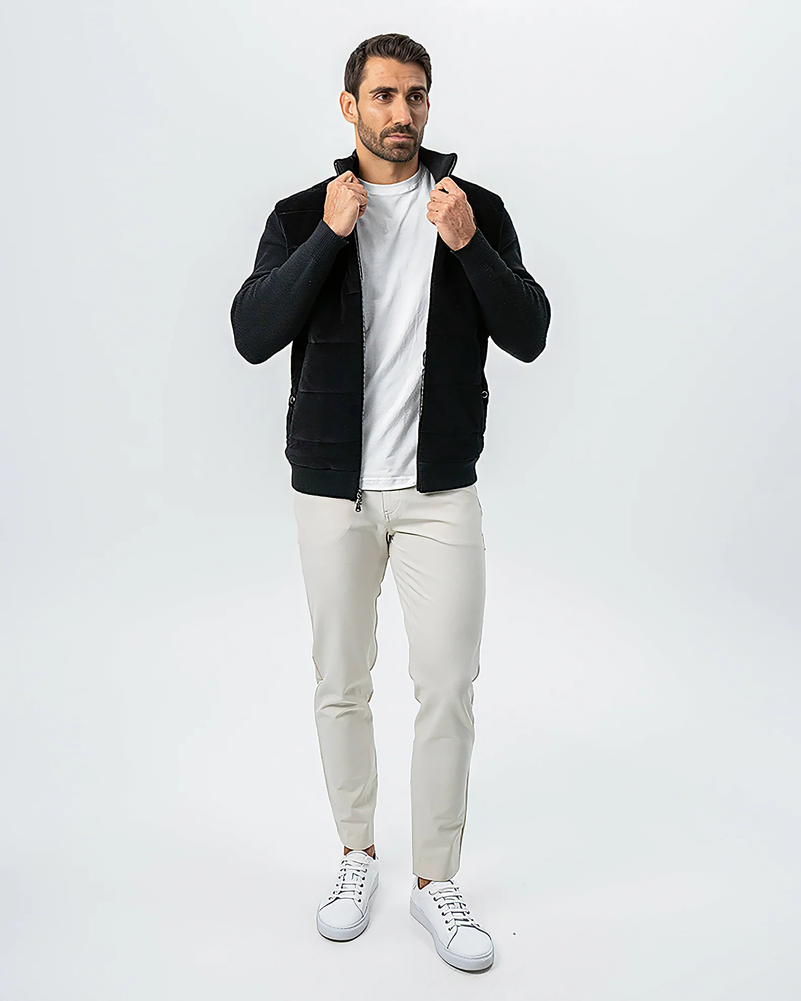 Corduroy Knit Zip Jacket - Black - Image 9