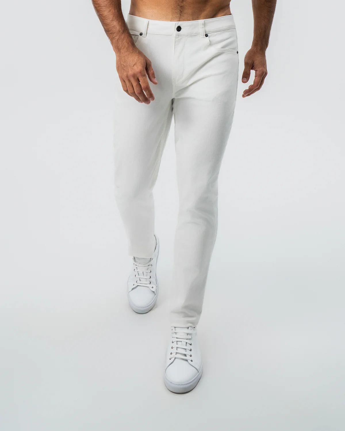 Performance Cotton Twill 5 Pocket Pant - White - Image 3