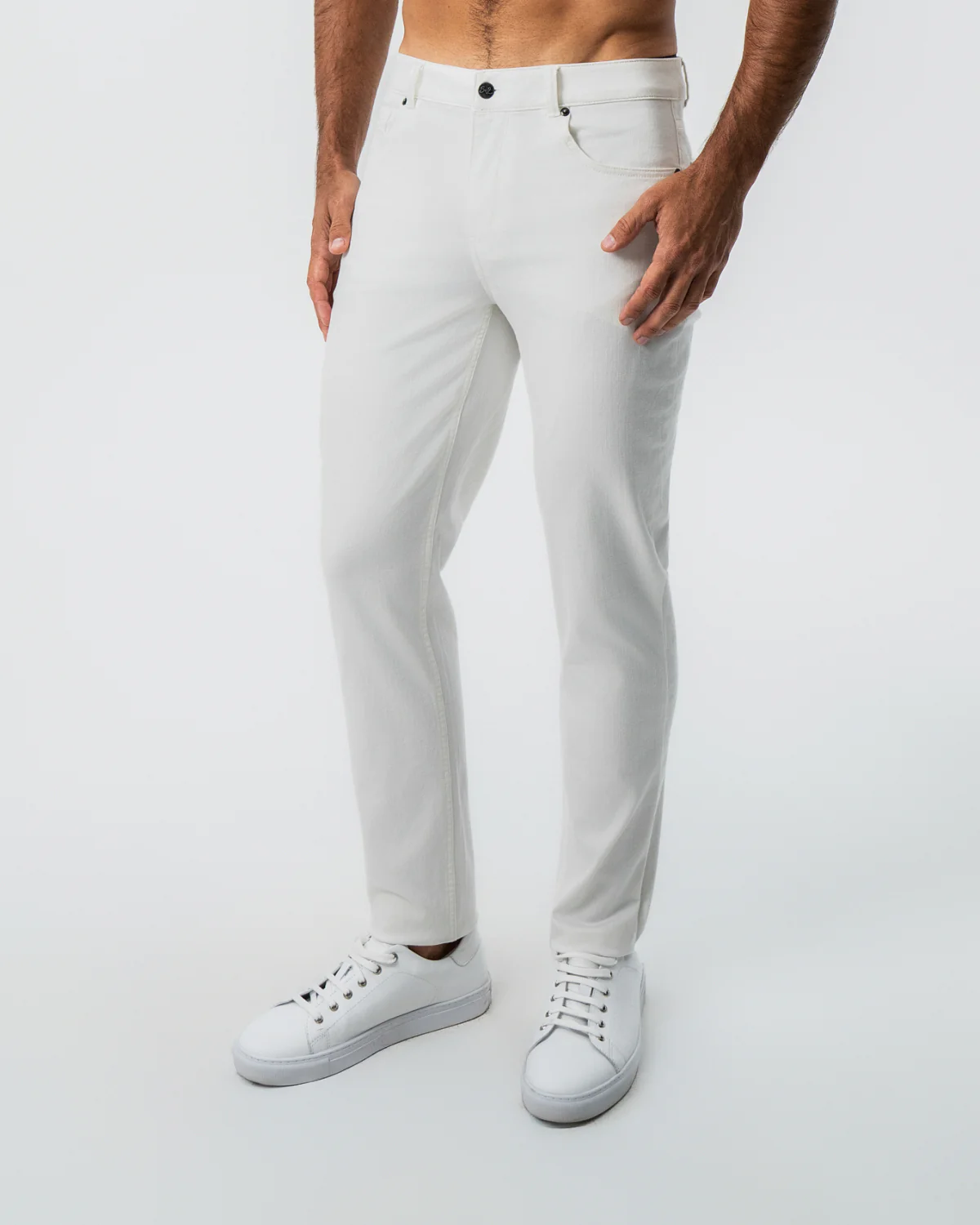 Performance Cotton Twill 5 Pocket Pant - White - Image 5