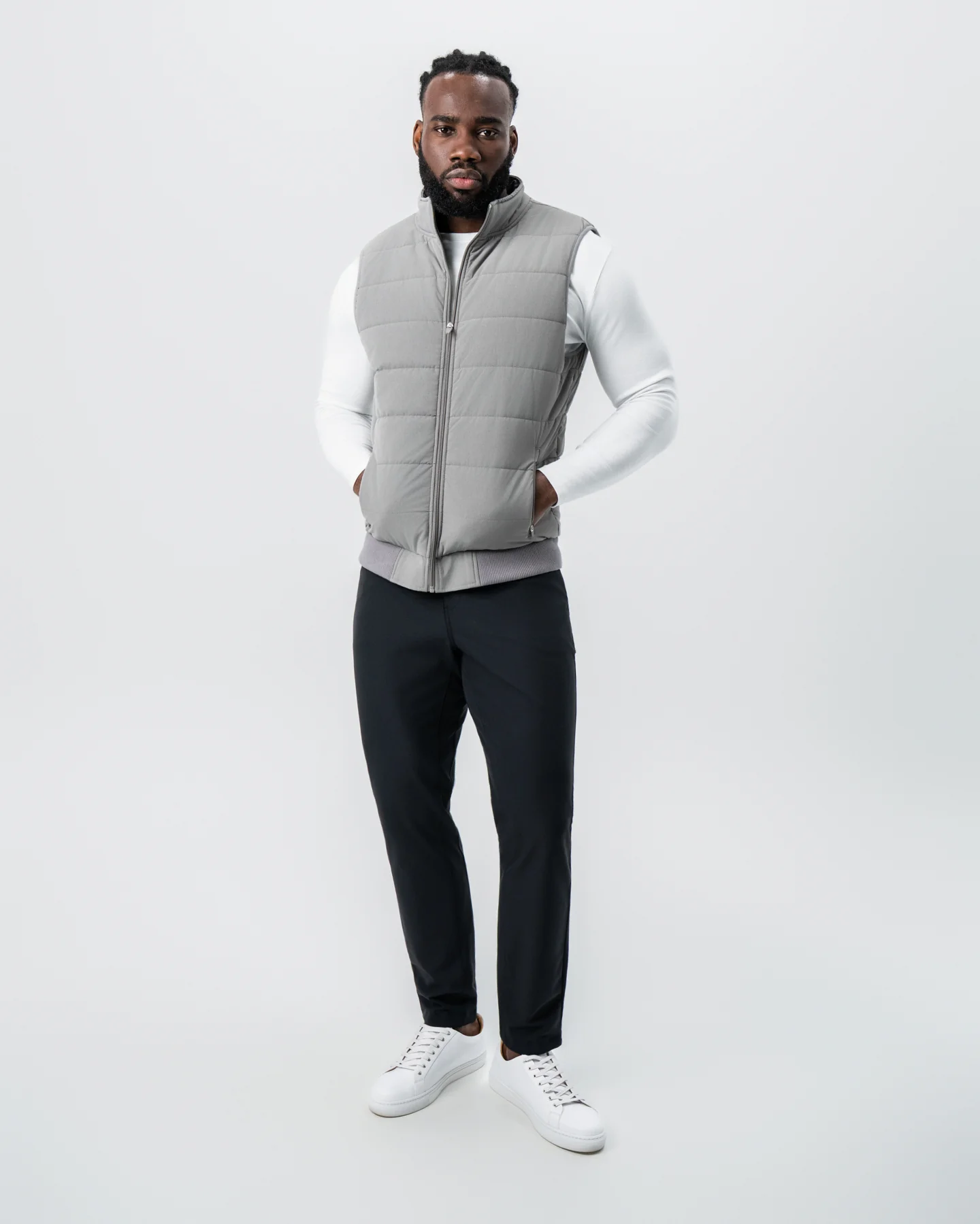 Down Vest - Light Grey - Image 5