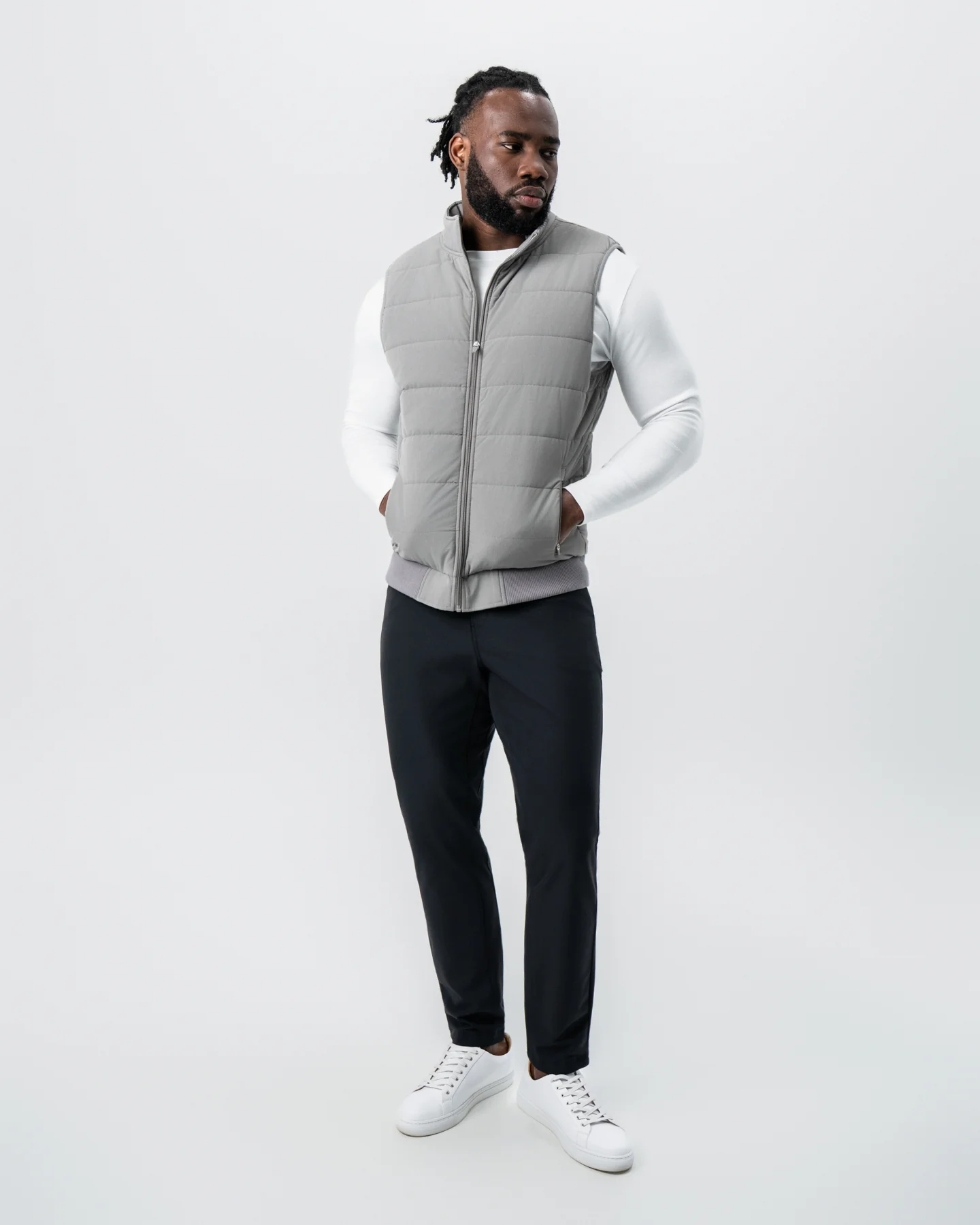 Down Vest - Light Grey - Image 6
