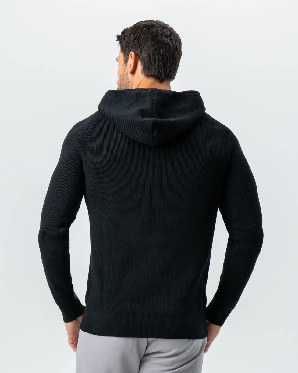 Heavy Knit Hoodie - Black - Image 3