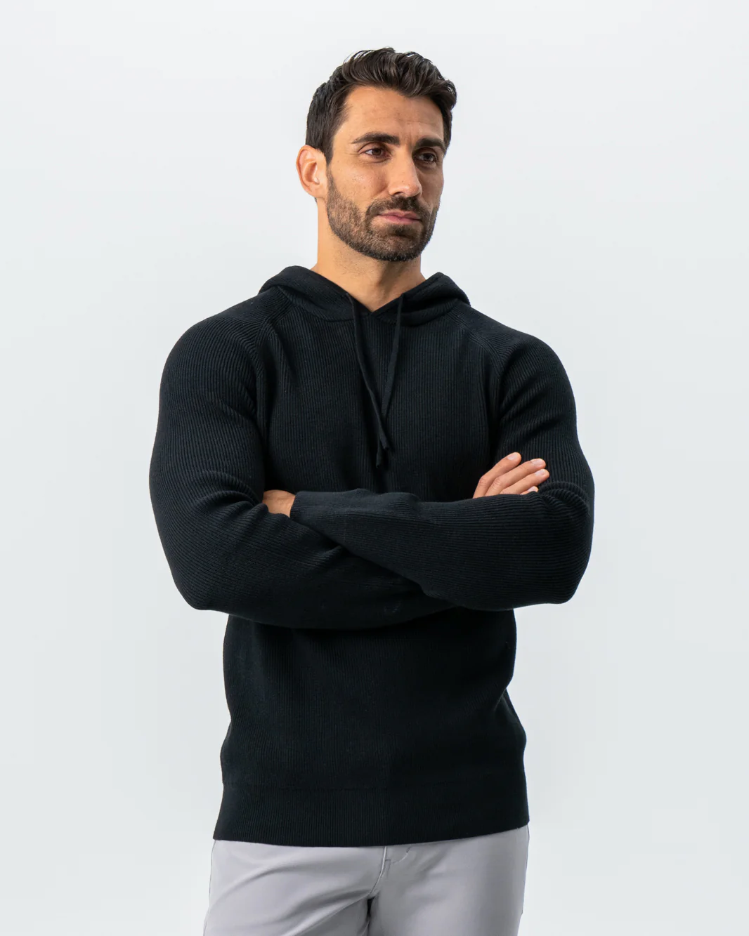 Heavy Knit Hoodie - Black - Image 4