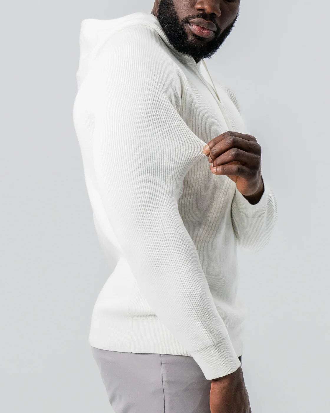 Heavy Knit Hoodie - Cream - Image 3