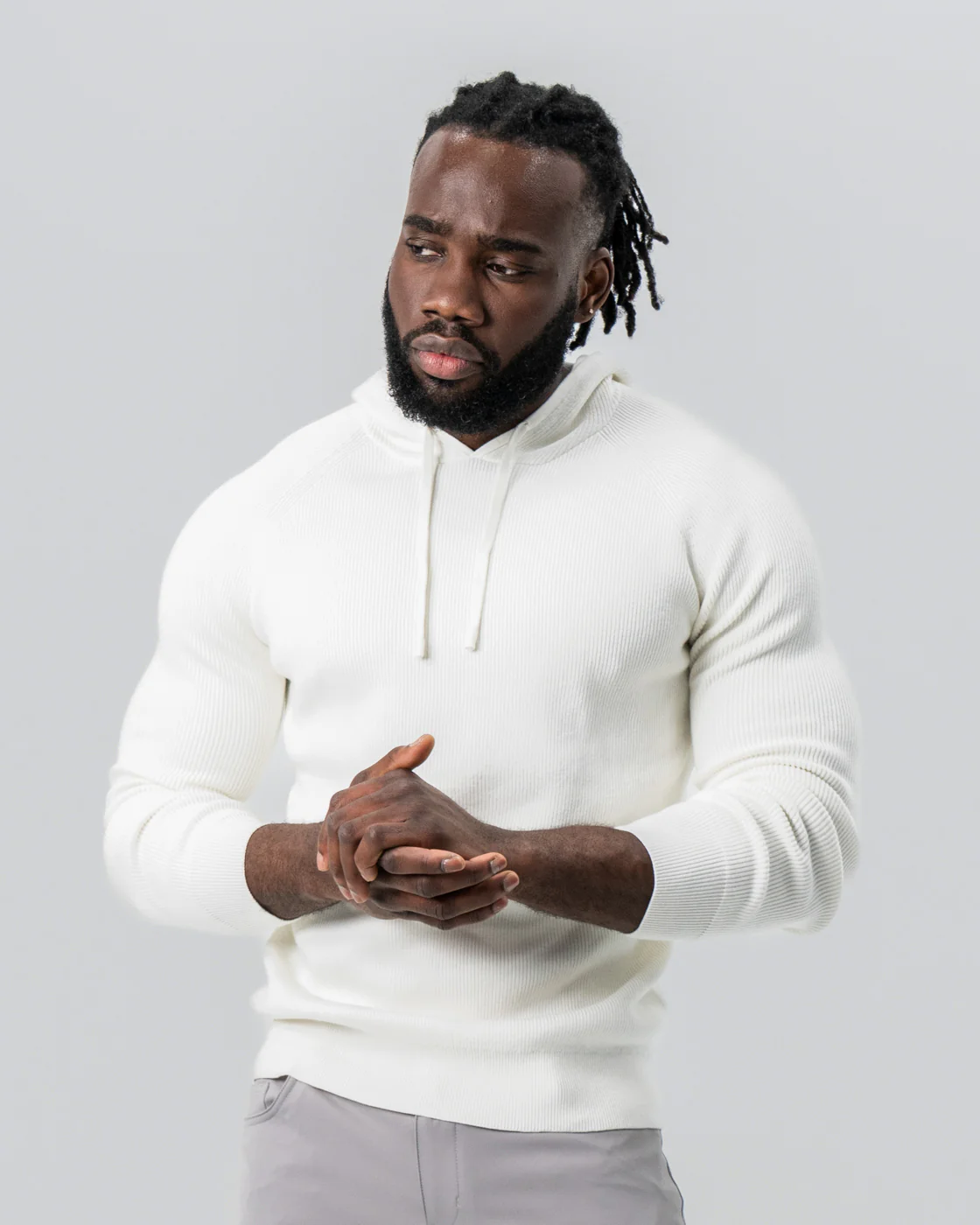 Heavy Knit Hoodie - Cream - Image 6