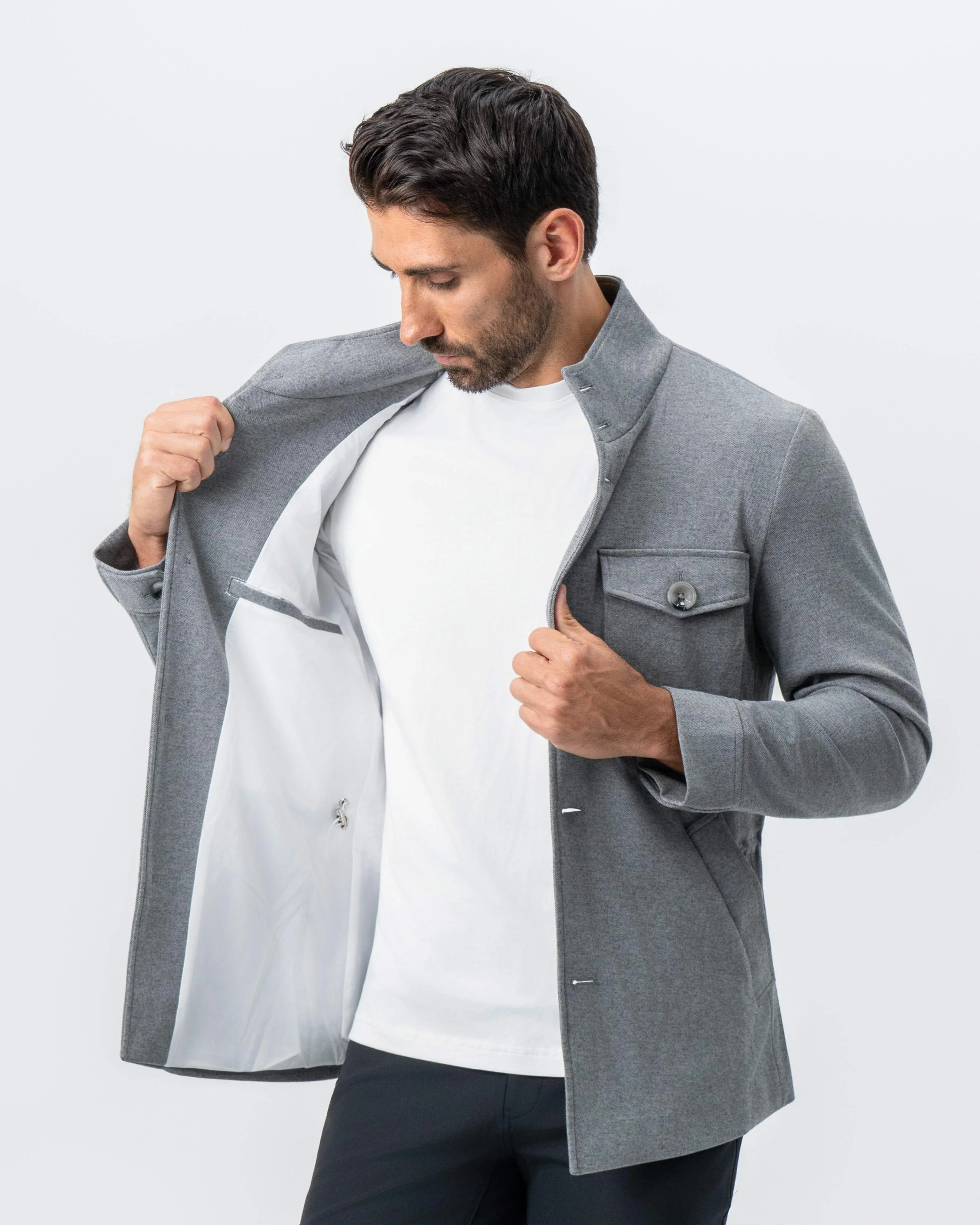 Knit Field Jacket - Grey - Image 3