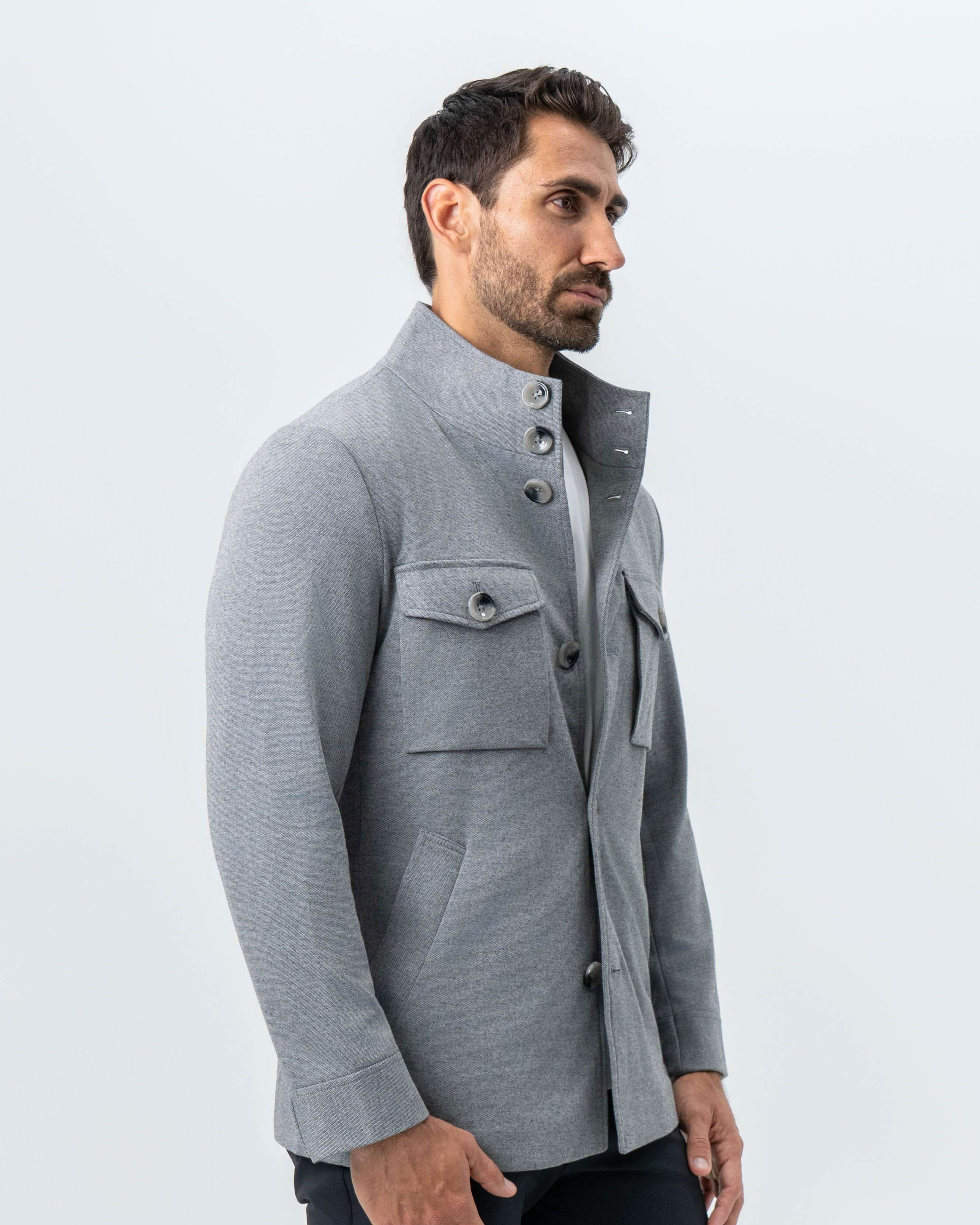 Knit Field Jacket - Grey - Image 5