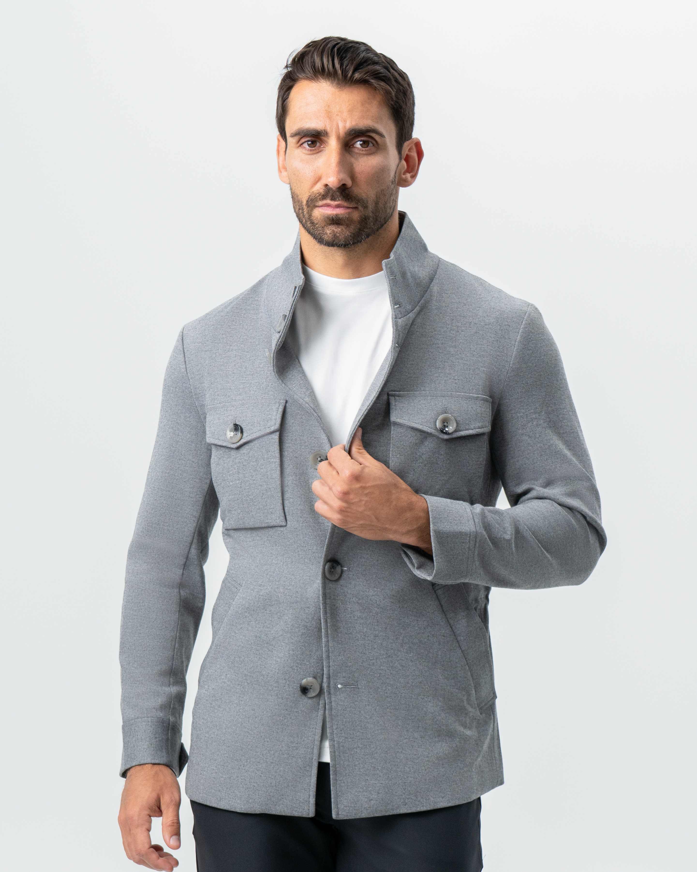 Knit Field Jacket - Grey - Image 6