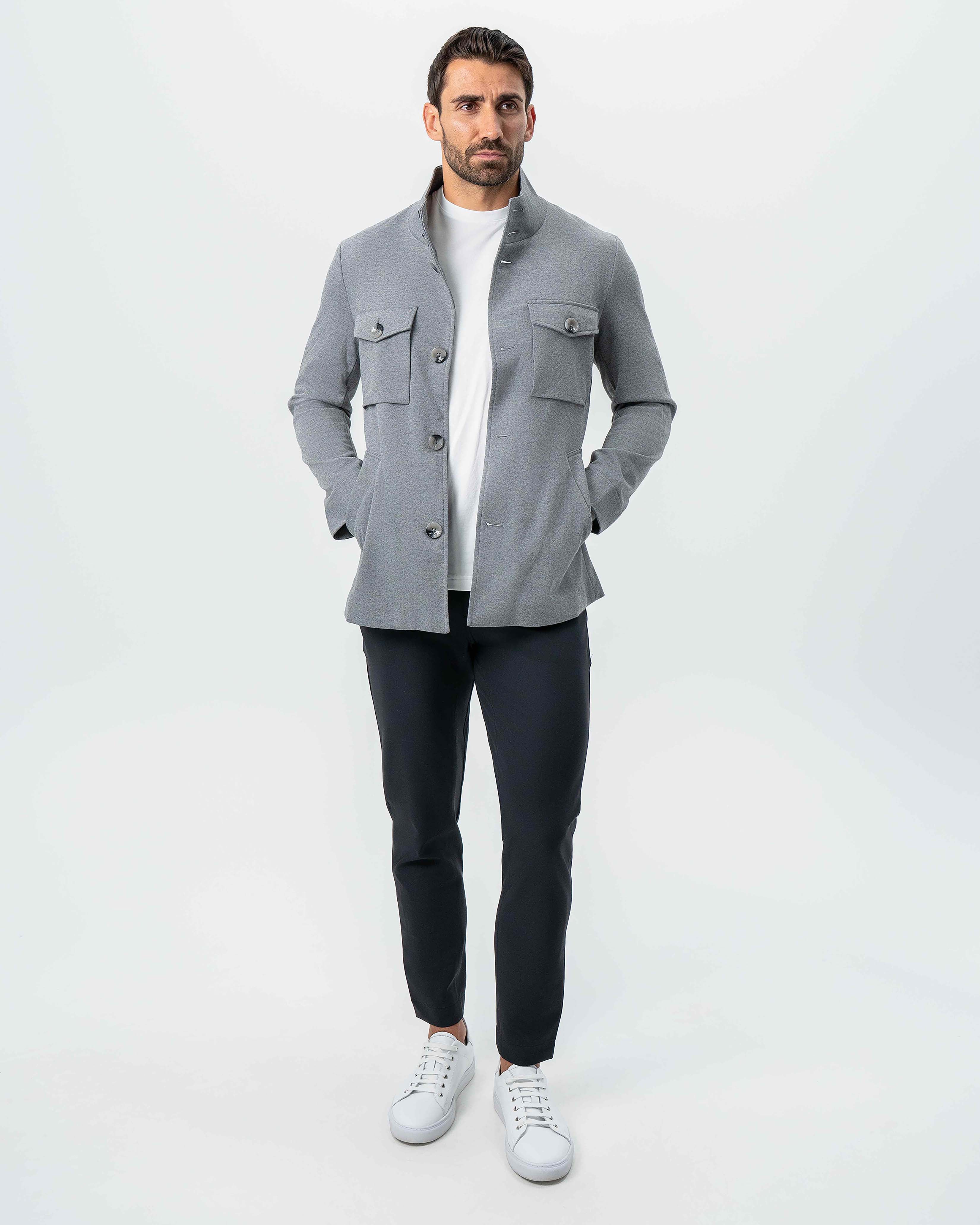 Knit Field Jacket - Grey - Image 7