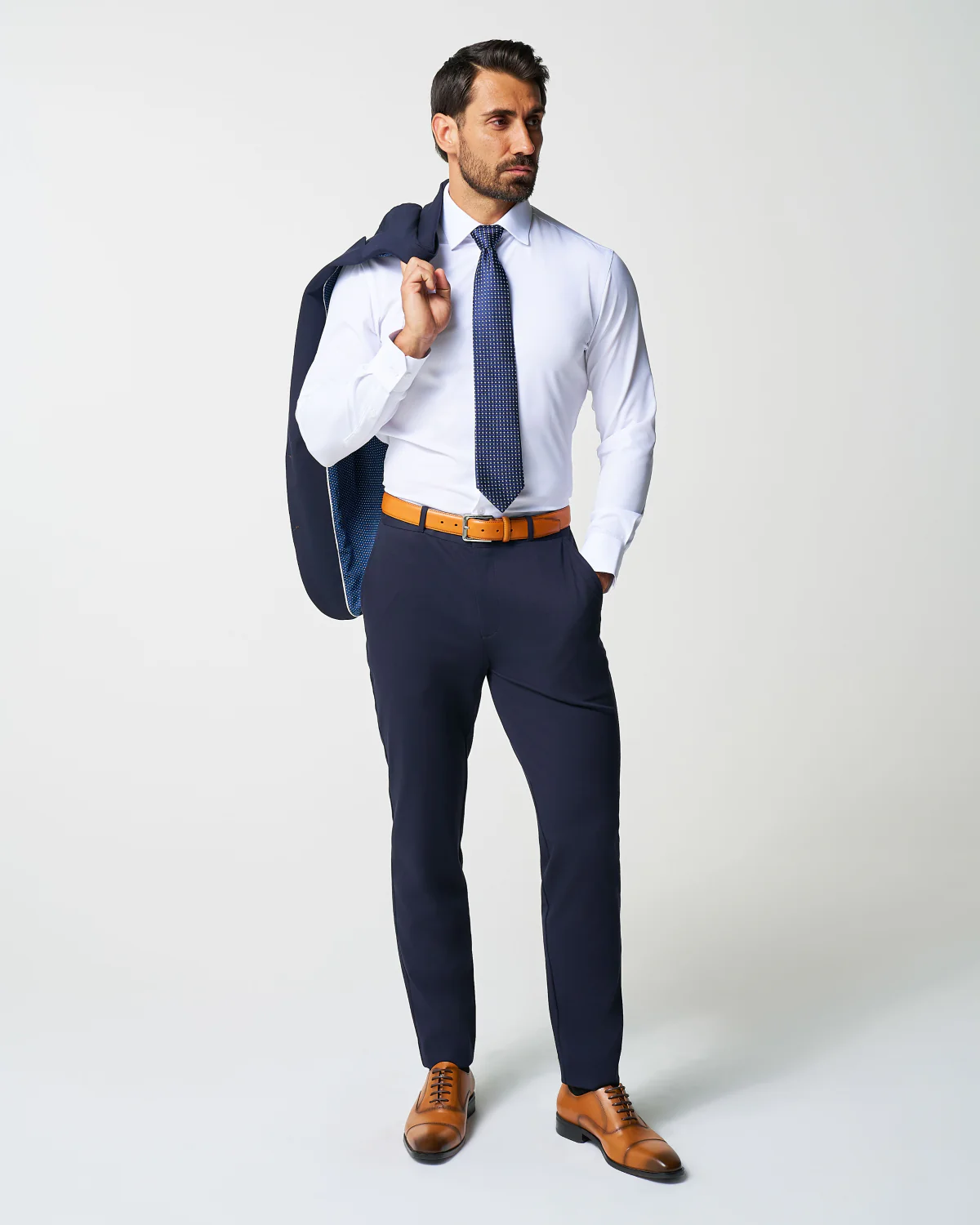 Athletic Fit Stretch Suit - Navy - Image 8