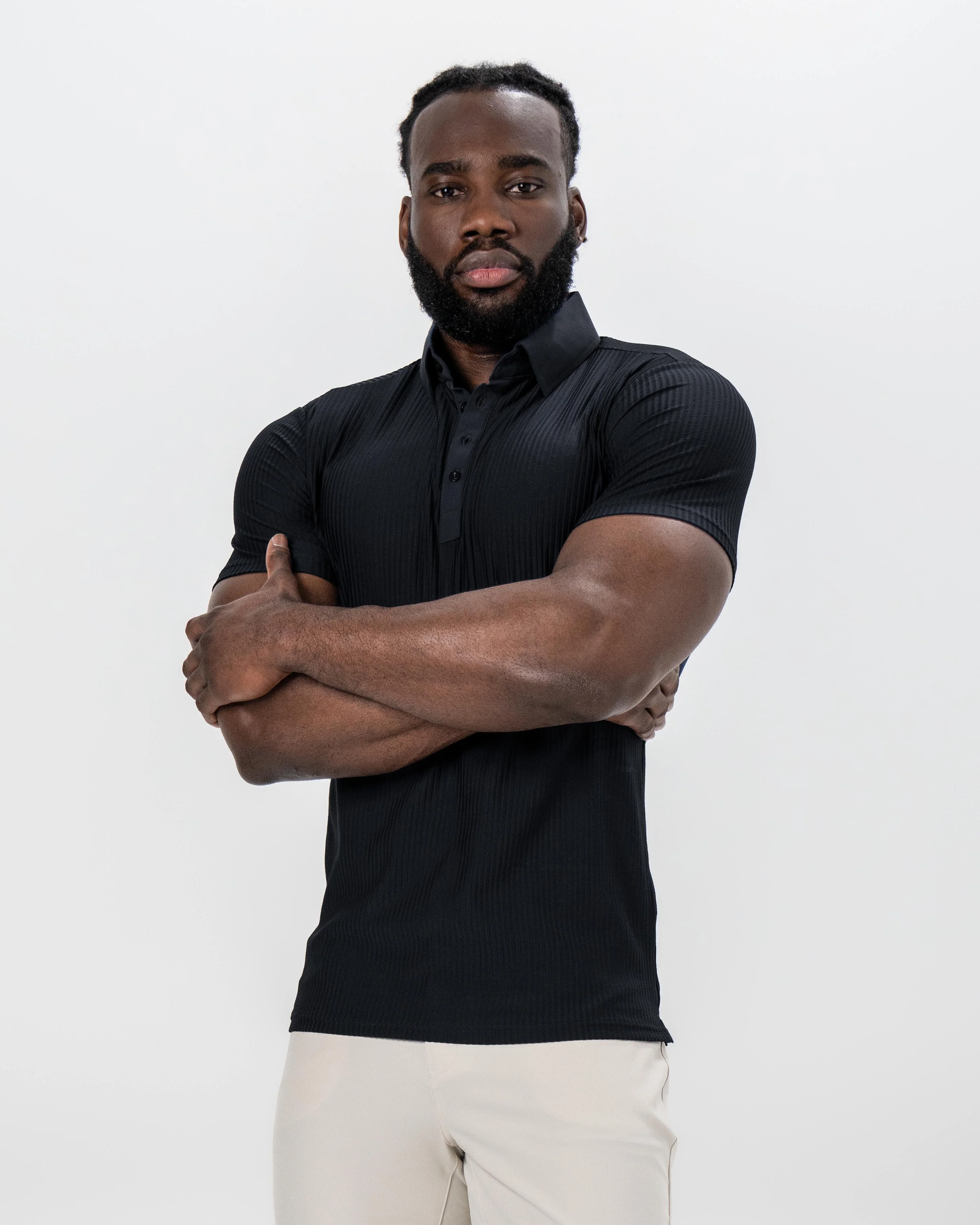 Seersucker Polo - Black - Image 3