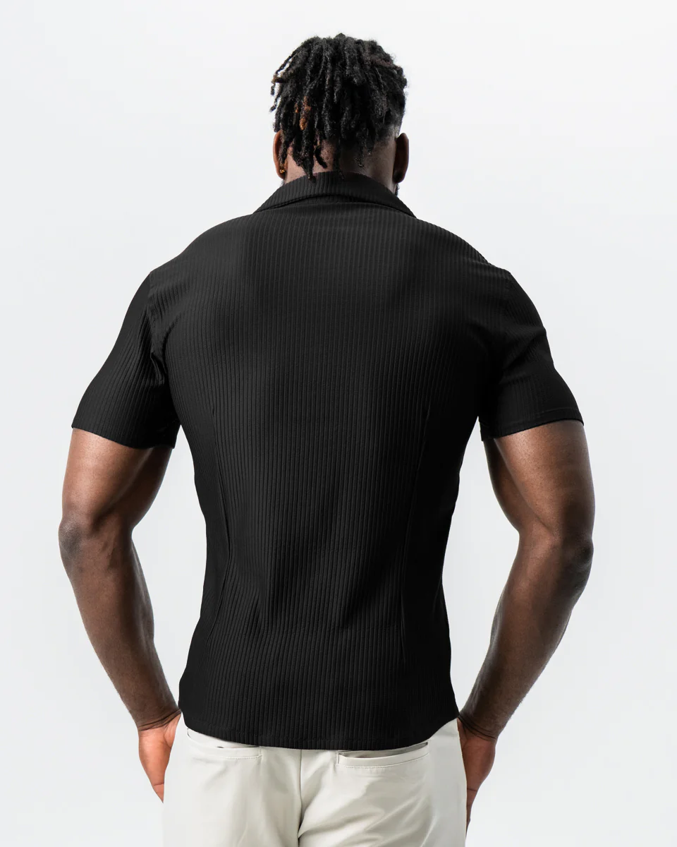 Seersucker Short Sleeve Button Down - Black - Image 4