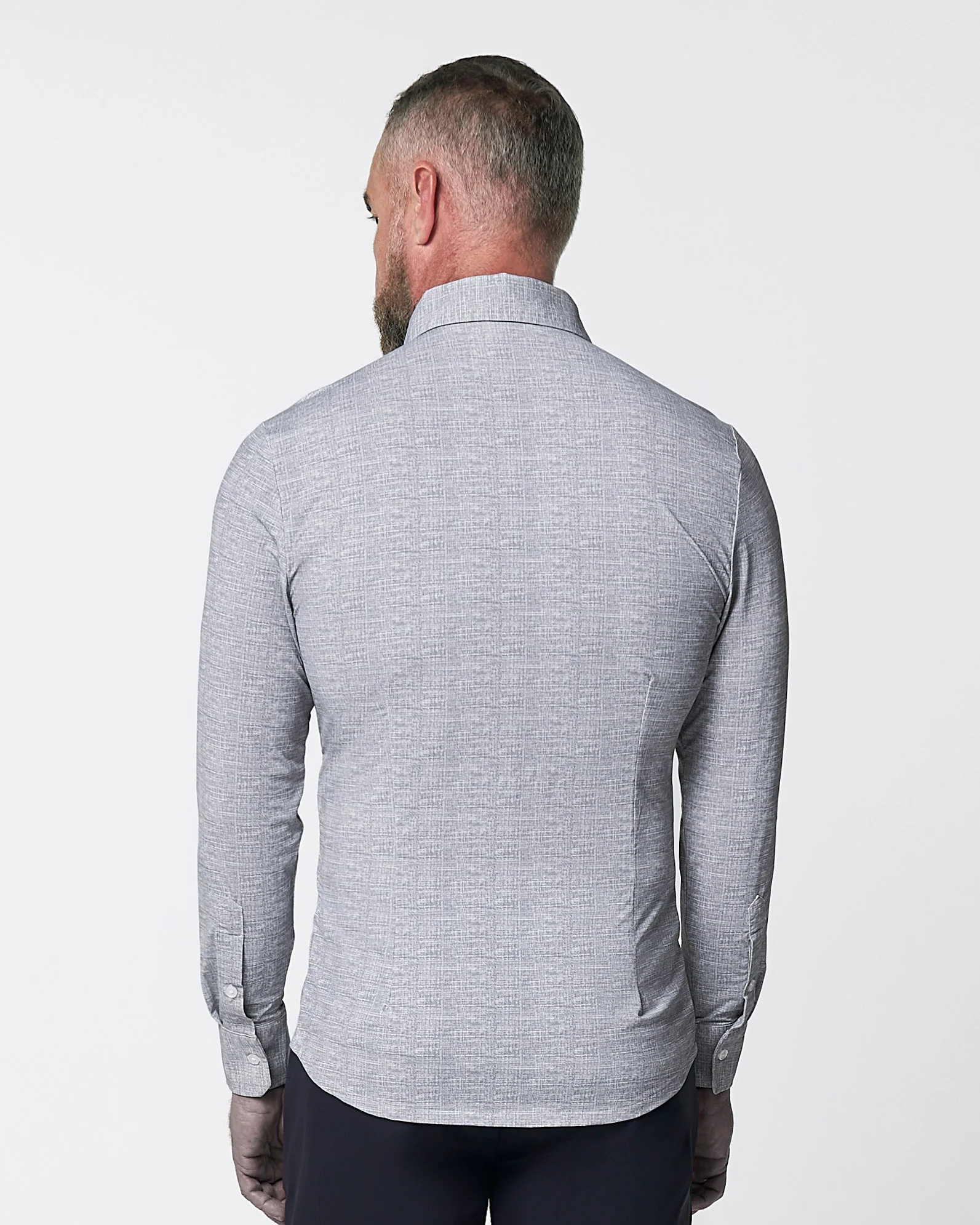 "The Rolo" Sport Shirt - Light Grey Printed Linen - Image 3