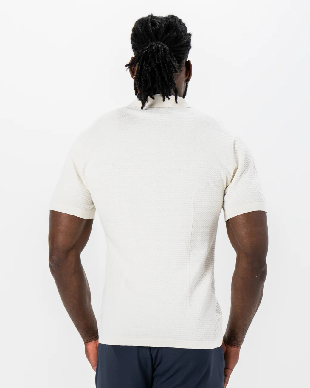 Textured Knit Short Sleeve Button Down - Tan - Image 3