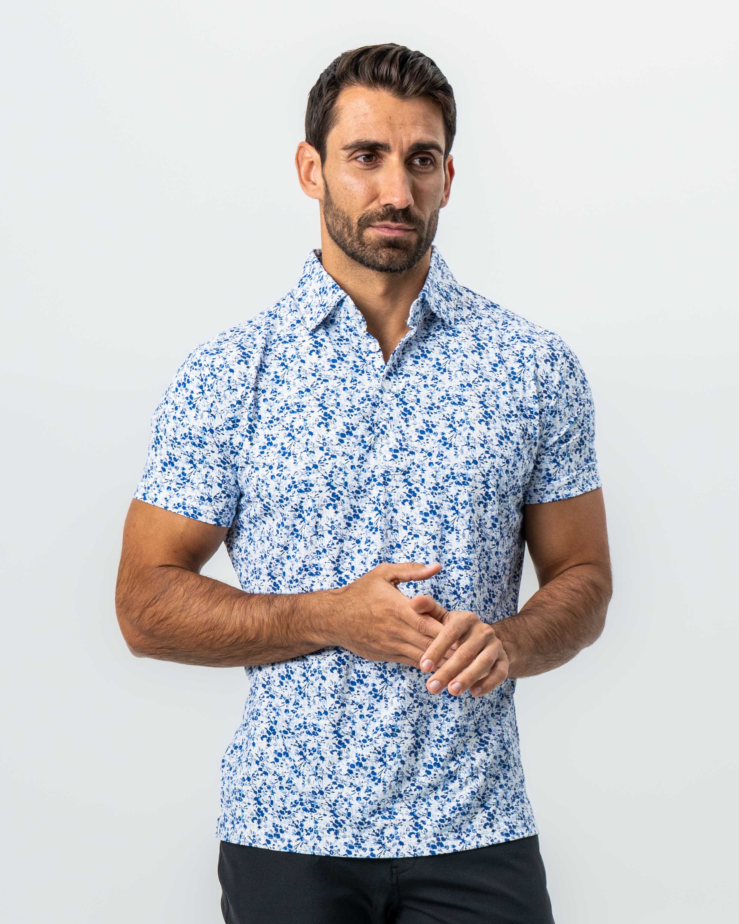 "The Arctic" White, Navy & Blue Floral - Image 4