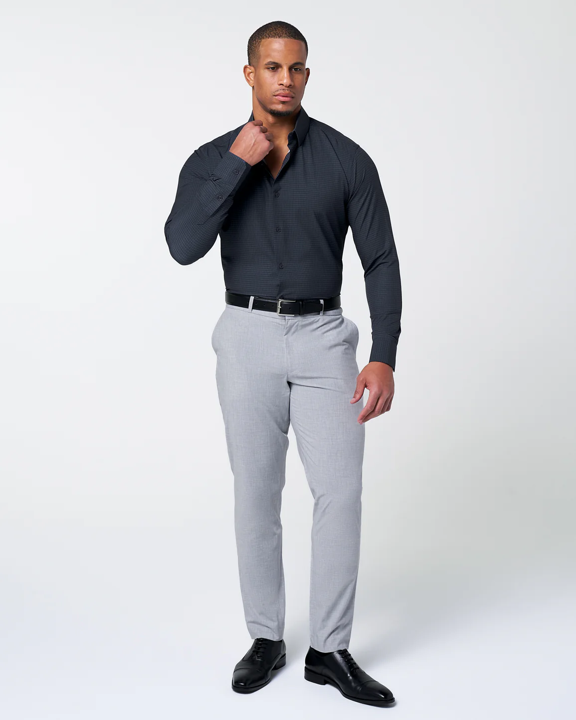 "The Avenue" Charcoal Grey & Light Grey Windowpane - Image 4