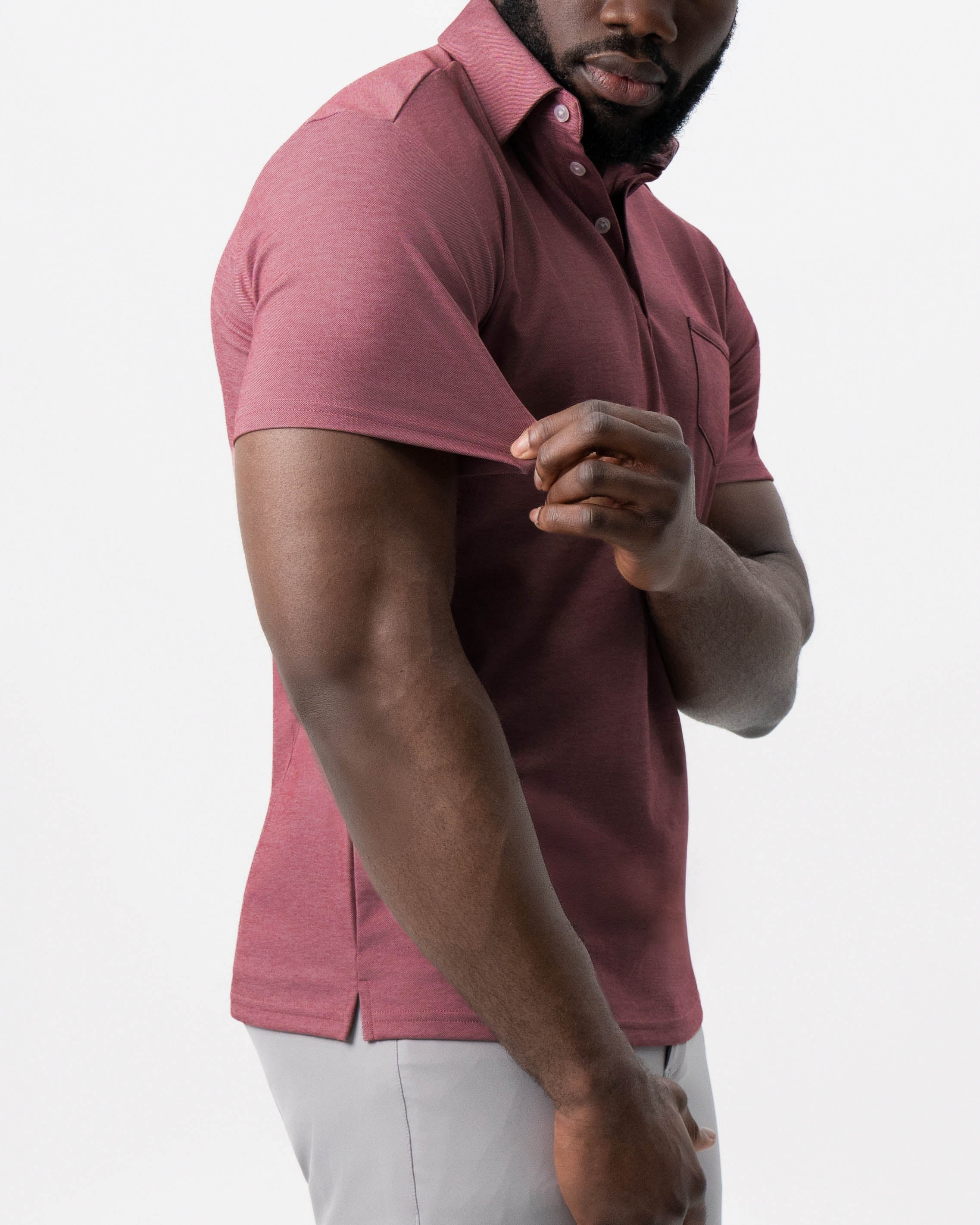 "The Avery" Maroon Pique Polo - Image 2