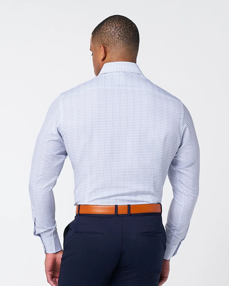 "The Baxter" Blue Mini Line Patterned Windowpane - Classic Fit - Image 4