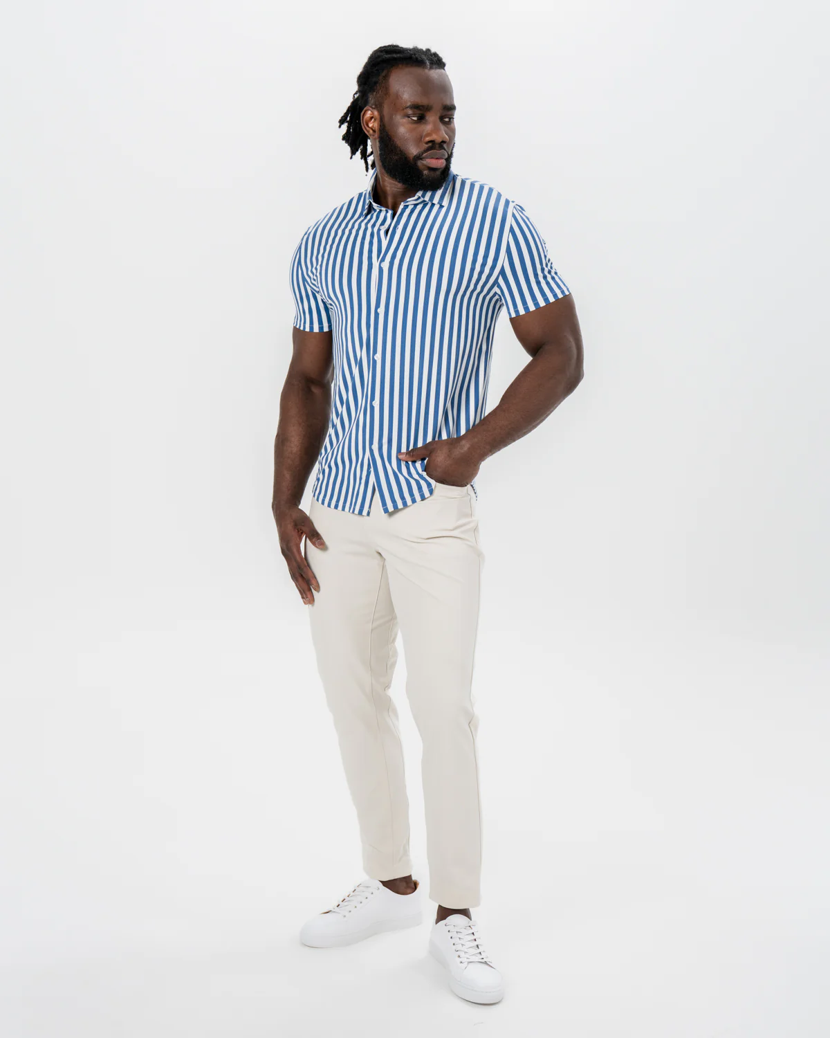 "The Bay" Navy & White Bengal Stripe - Image 5