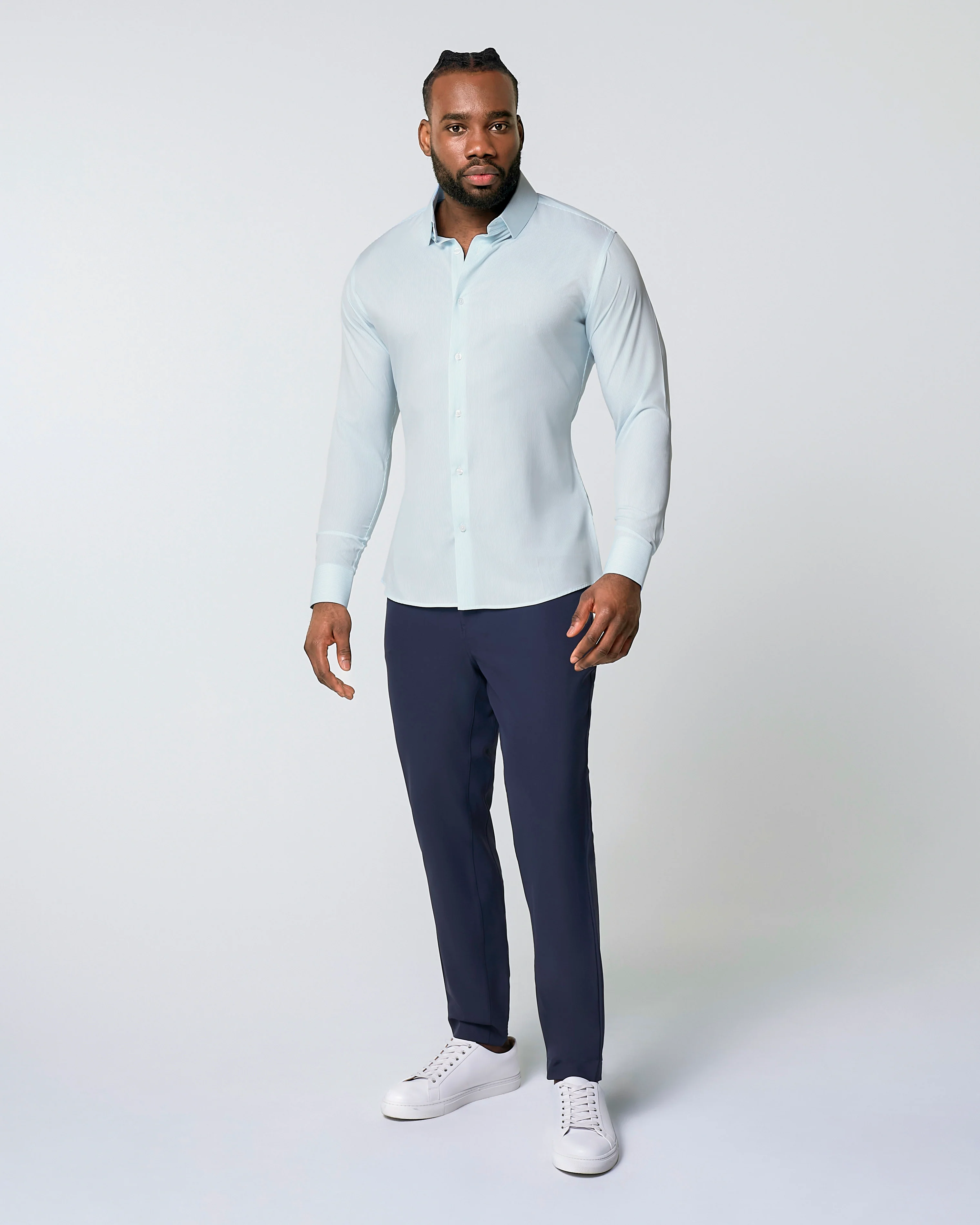 "The Belmont" Light Blue Pinstripe - Classic Fit - Image 3