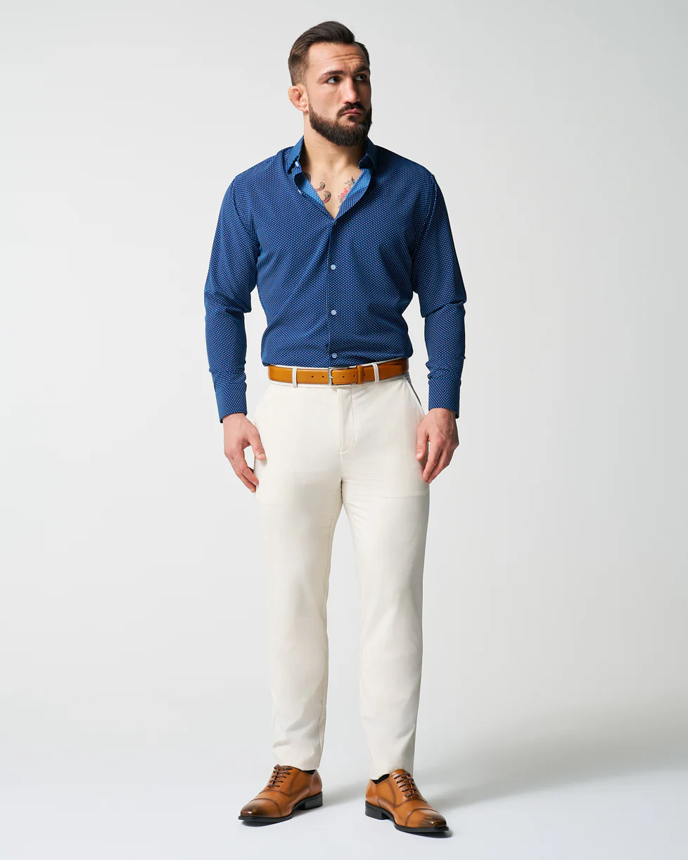 "The Boylston" Navy with White Polka Dots - Classic Fit - Image 6