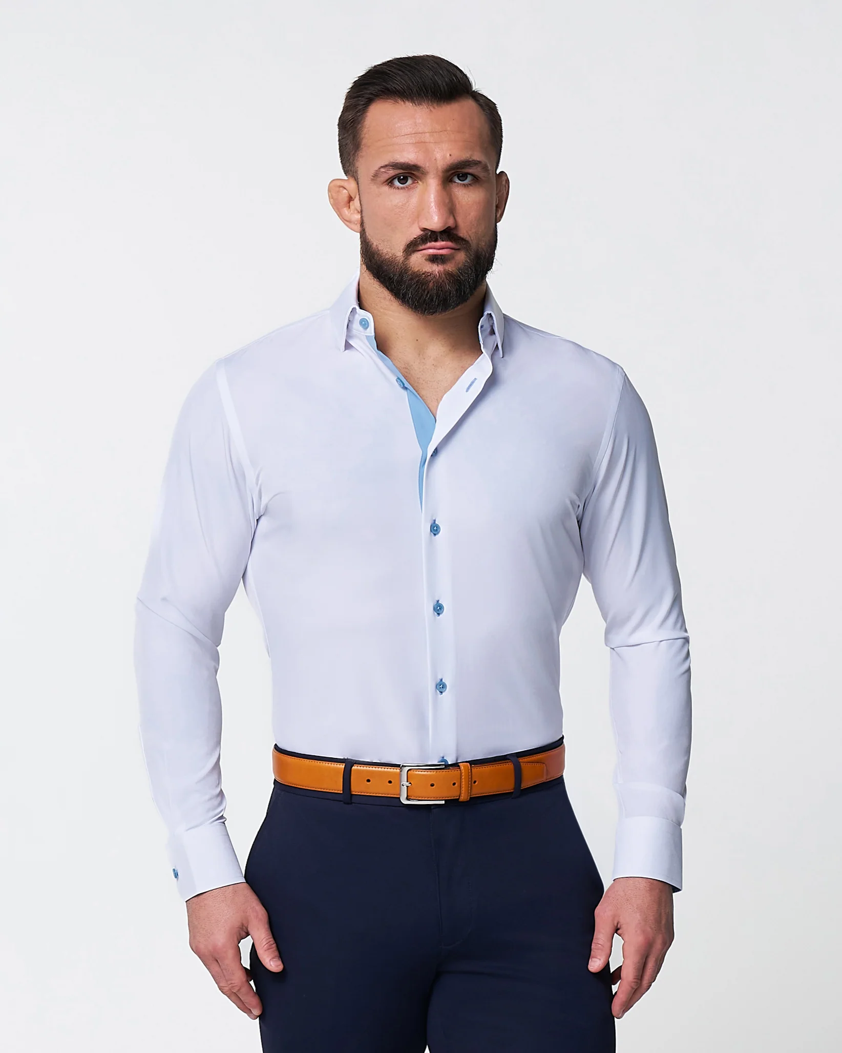 "The Briggs" Solid White with Light Blue Accents