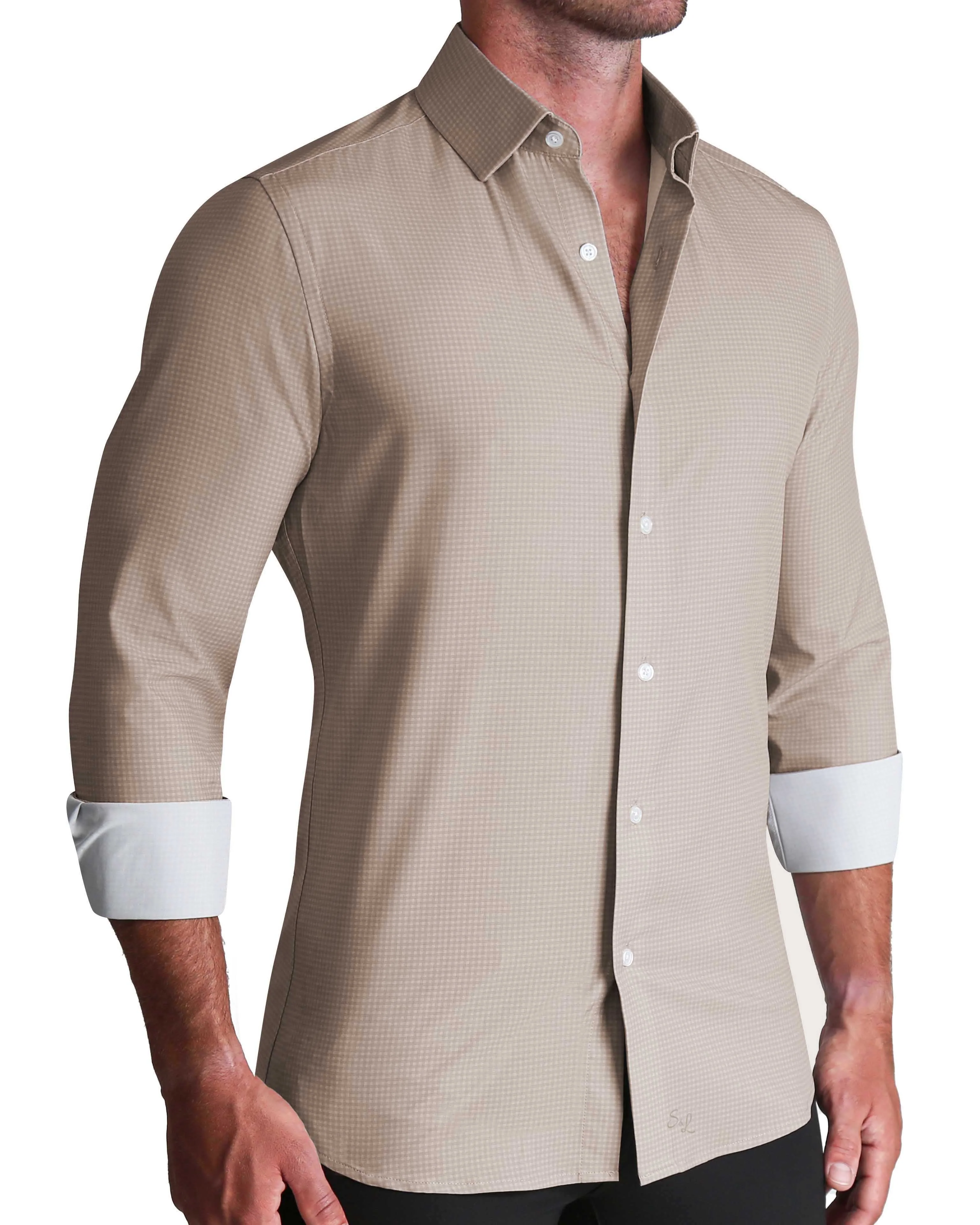 ''The Brooks" Light Brown Double Check - Classic Fit - Image 4