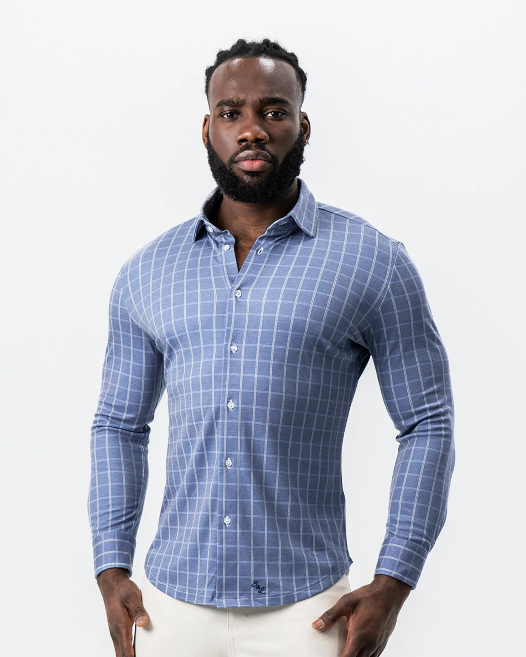 "The Davy" Navy, Light Blue, and Cream Button Down - Image 5