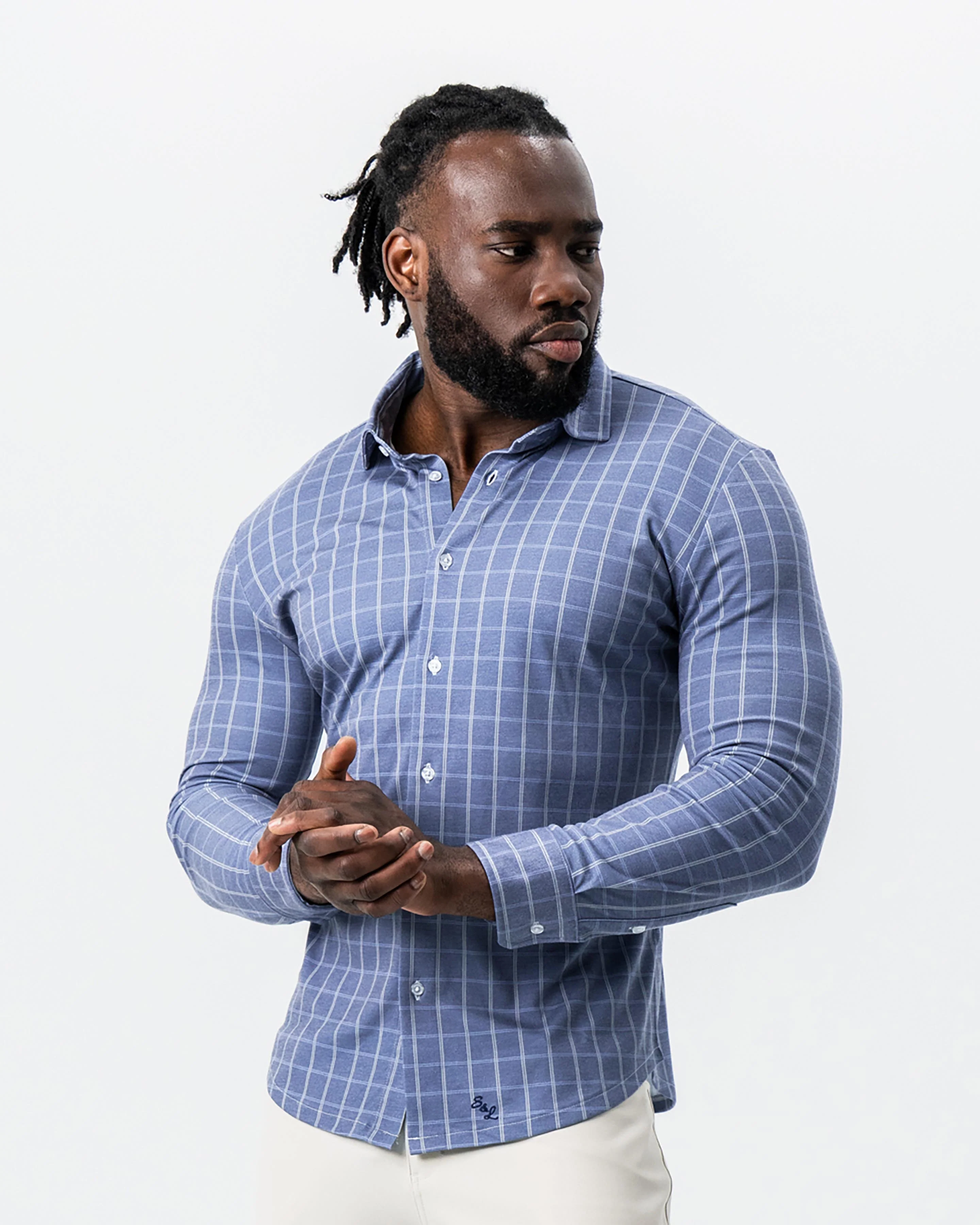 "The Davy" Navy, Light Blue, and Cream Button Down - Image 7