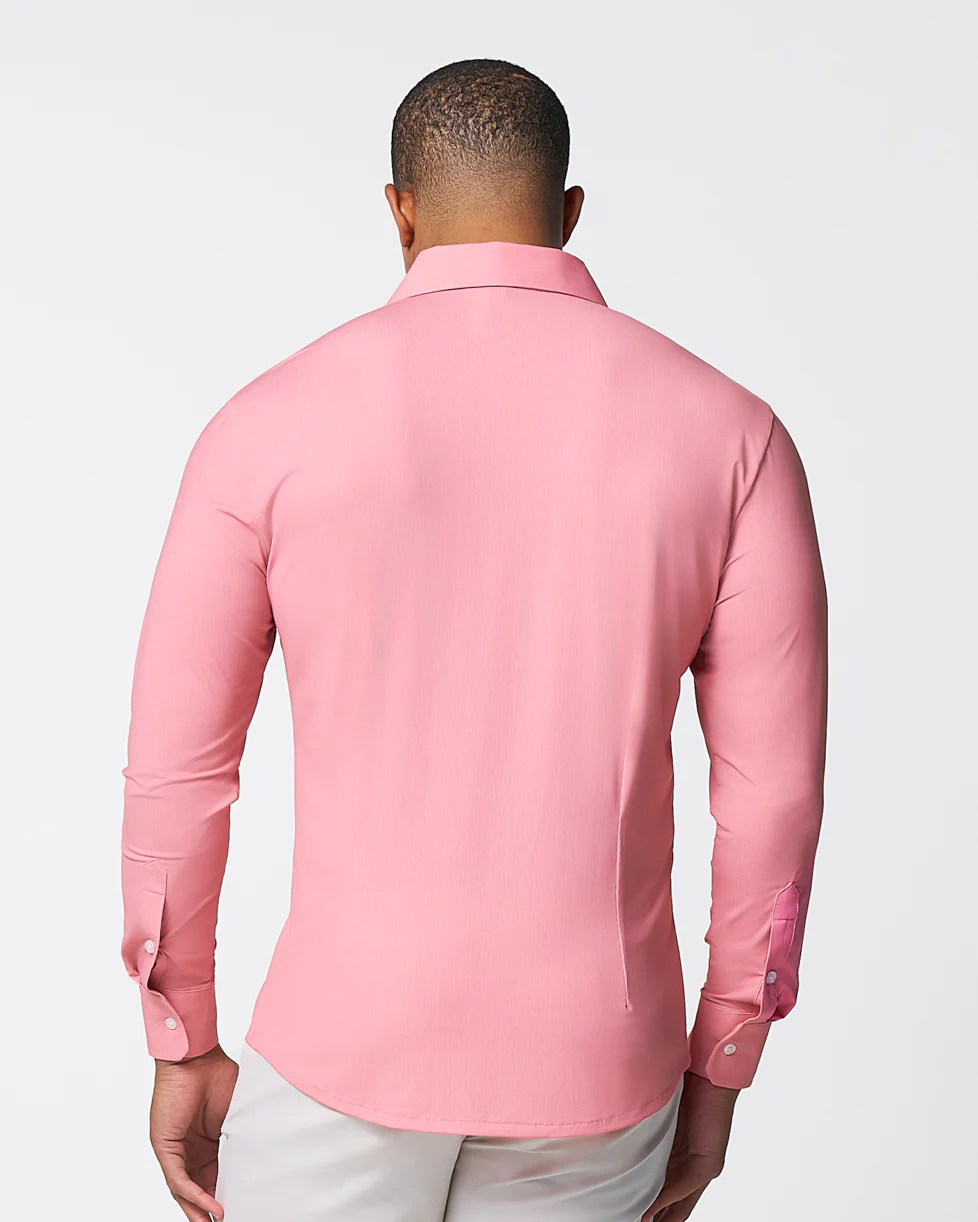"The Daytona" Sport Shirt - Abstract Pink Mini Dot Print - Image 4